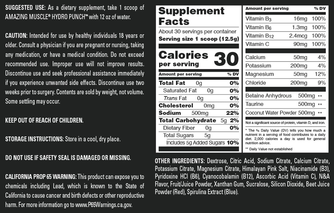 Amazing Muscle Hydro Punch Powder 13 Ounce