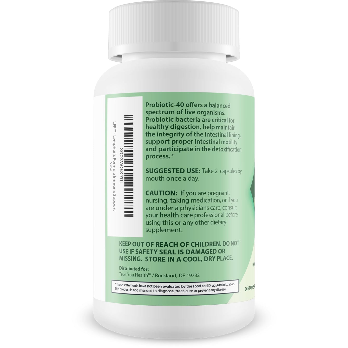True You Health Lymphatic Formula Pro 2000 Immune Support & Probiotic Capsules, 1 Count