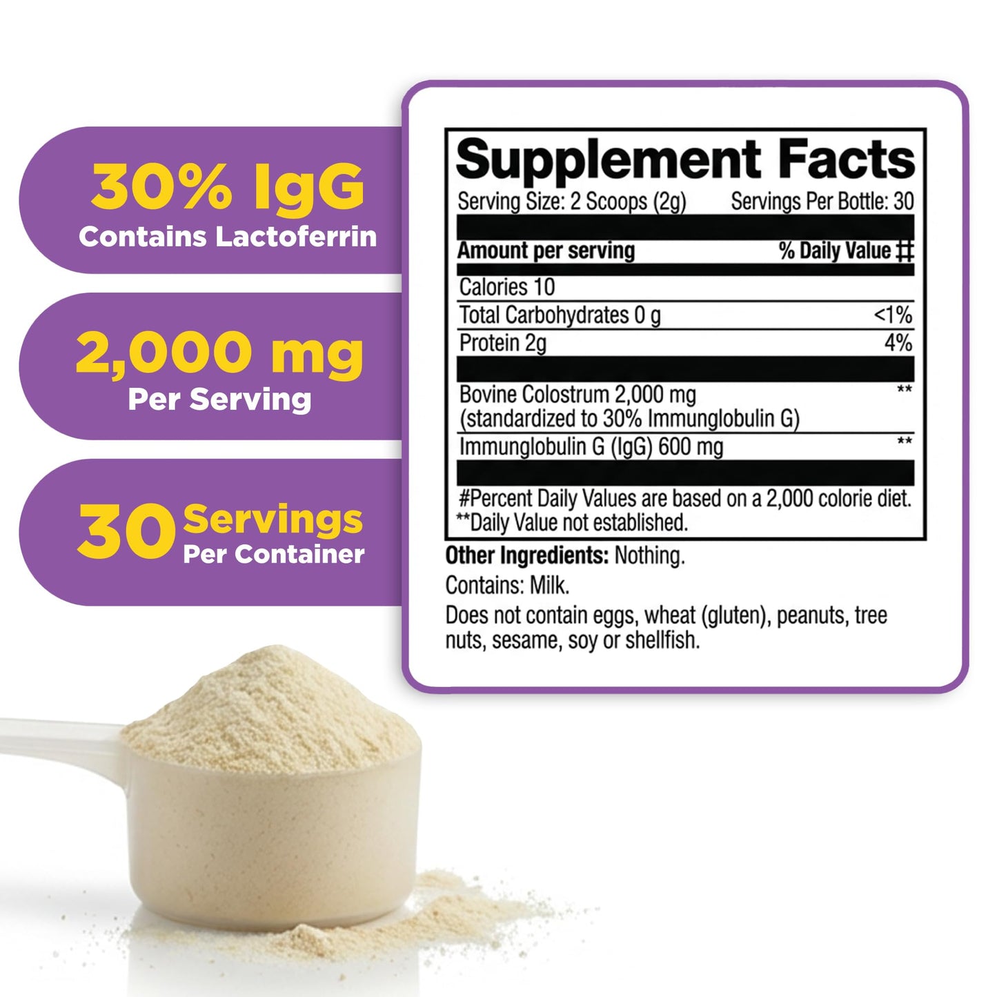 Lifeable Bovine Colostrum Powder 2.1 Ounce (Pack of 1)