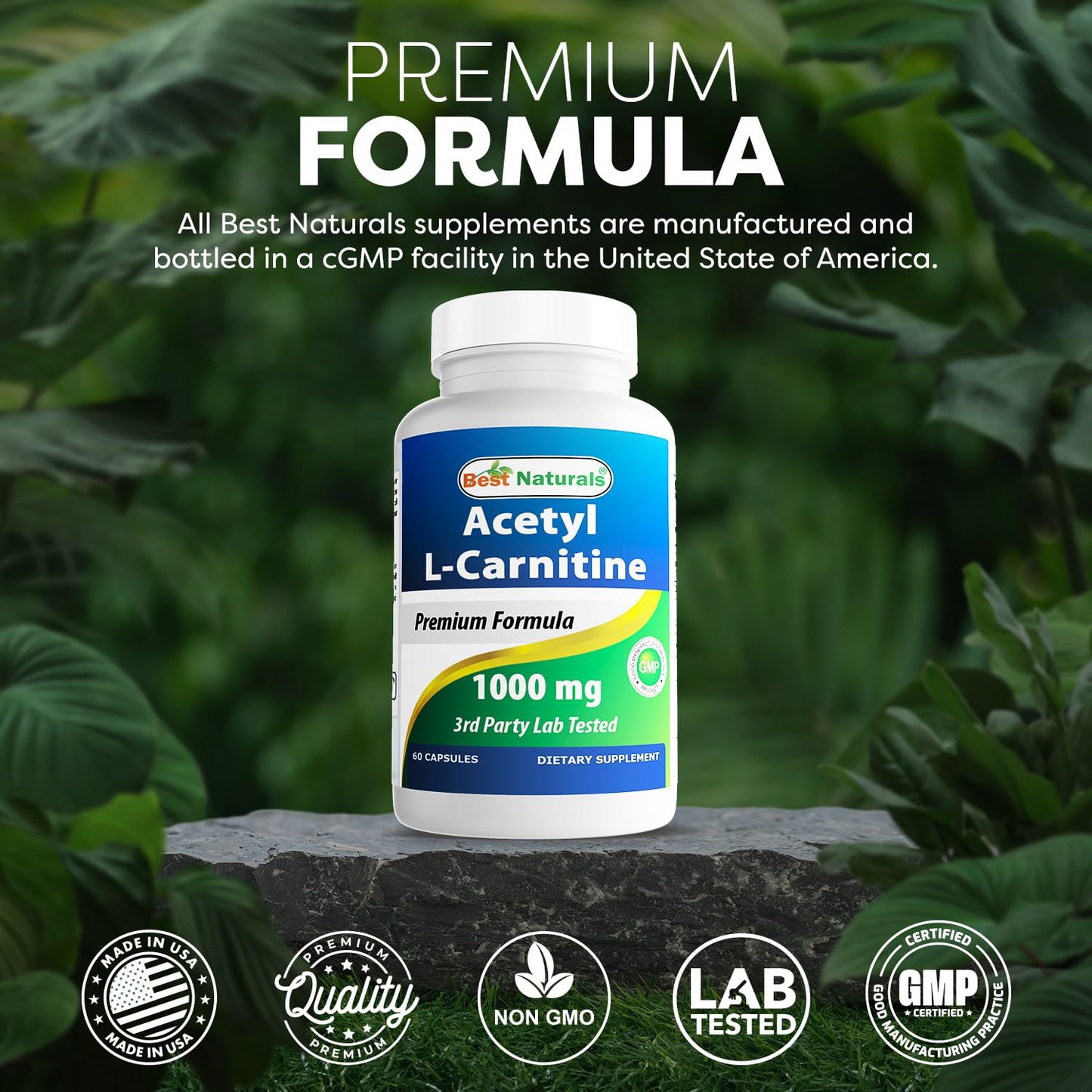 Best Naturals Acetyl L-Carnitine 1000mg Capsule, 60 Count