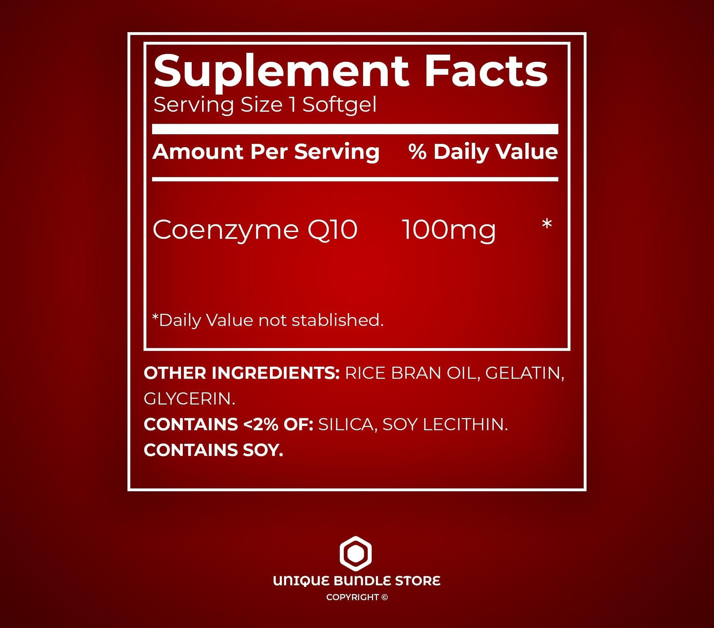 Unique Bundle Store CoQ10 100mg Rapid Release Softgels, 120 Count