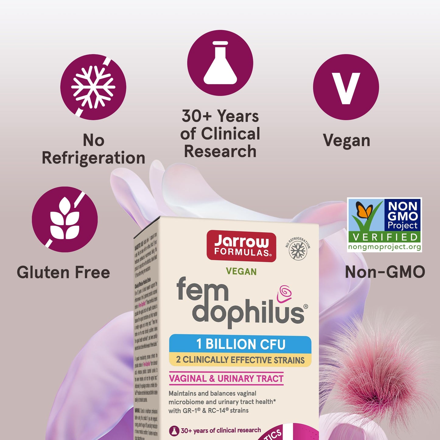 Jarrow Formulas Fem-Dophilus Probiotics 1 Billion CFU with 2 Science-Backed Strains for Vaginal and Urinary Tract Support, 720 Capsules