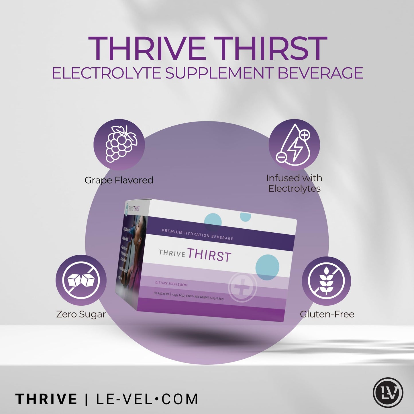 Le-Vel Thrive Thirst Electrolyte Powder with Amino Acids, 30 Pack