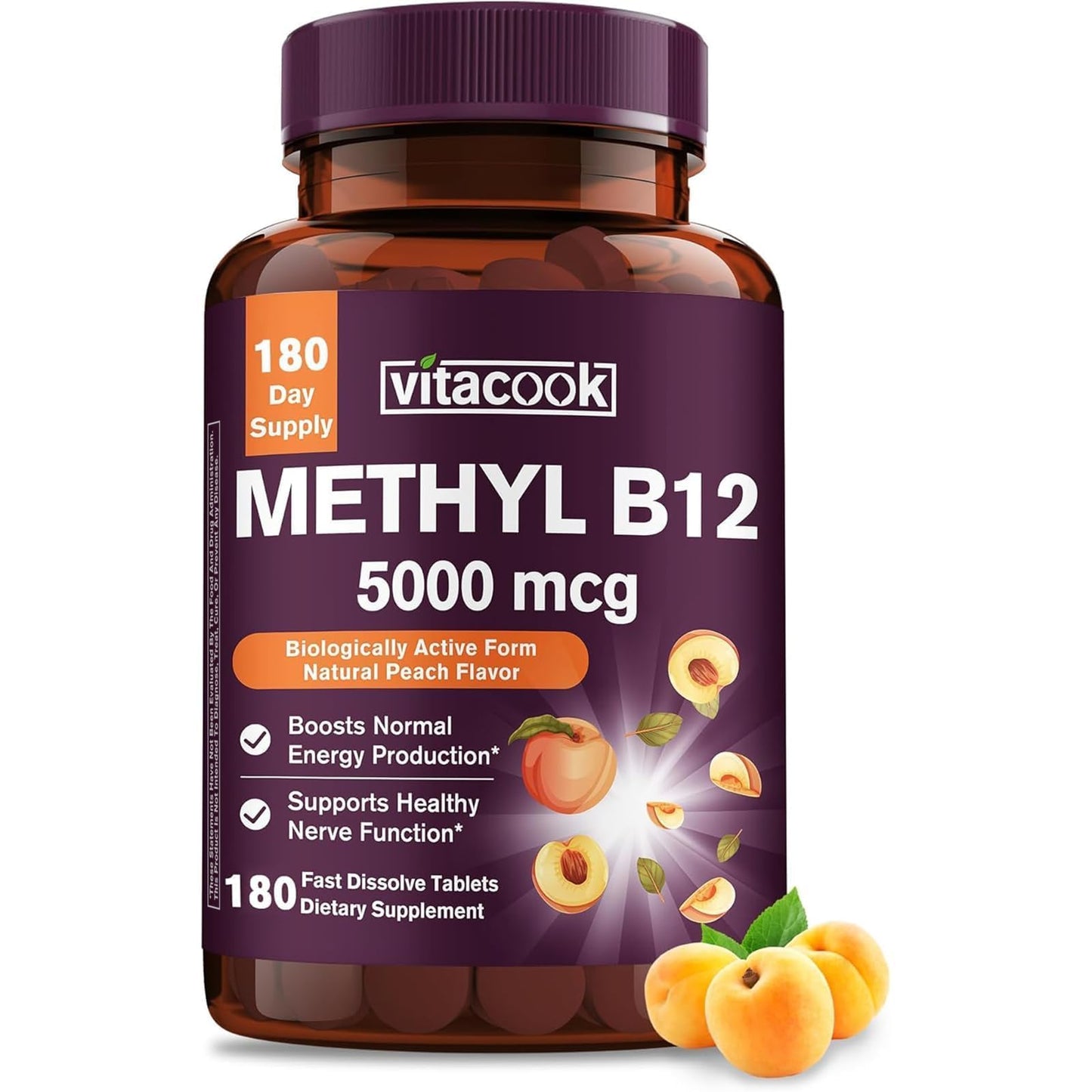 Vitacook Vitamin B12 Sublingual Methylcobalamin 5000mcg Tablet, 180 Count
