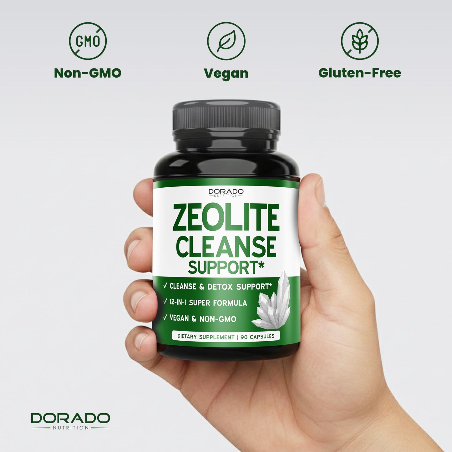 DORADO NUTRITION Zeolite Detox for Adults (12 in 1 Formula - Milk Thistle, Alpha Lipoic Acid, N-Acetyl-L-Cysteine, Spirulina Powder & More) Zeolite Cleanse Supplement Immune Support for Adults - 90 Vegan Capsules