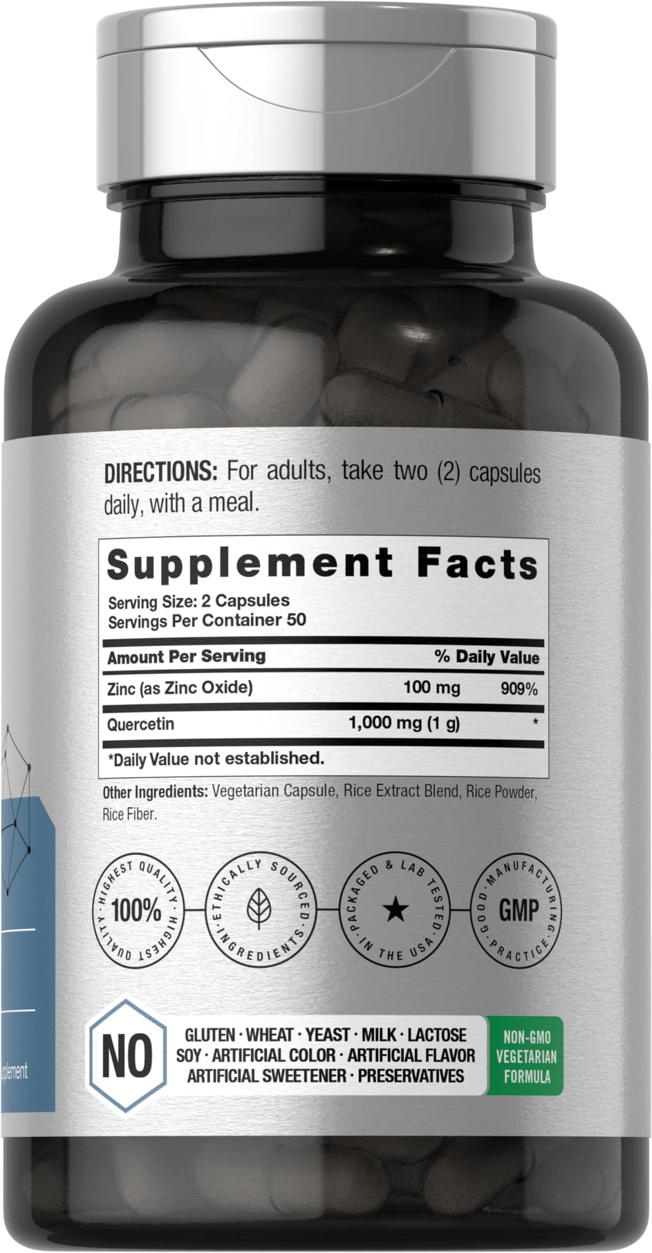 Horbäach Quercetin 1000mg Capsules, 100 Count