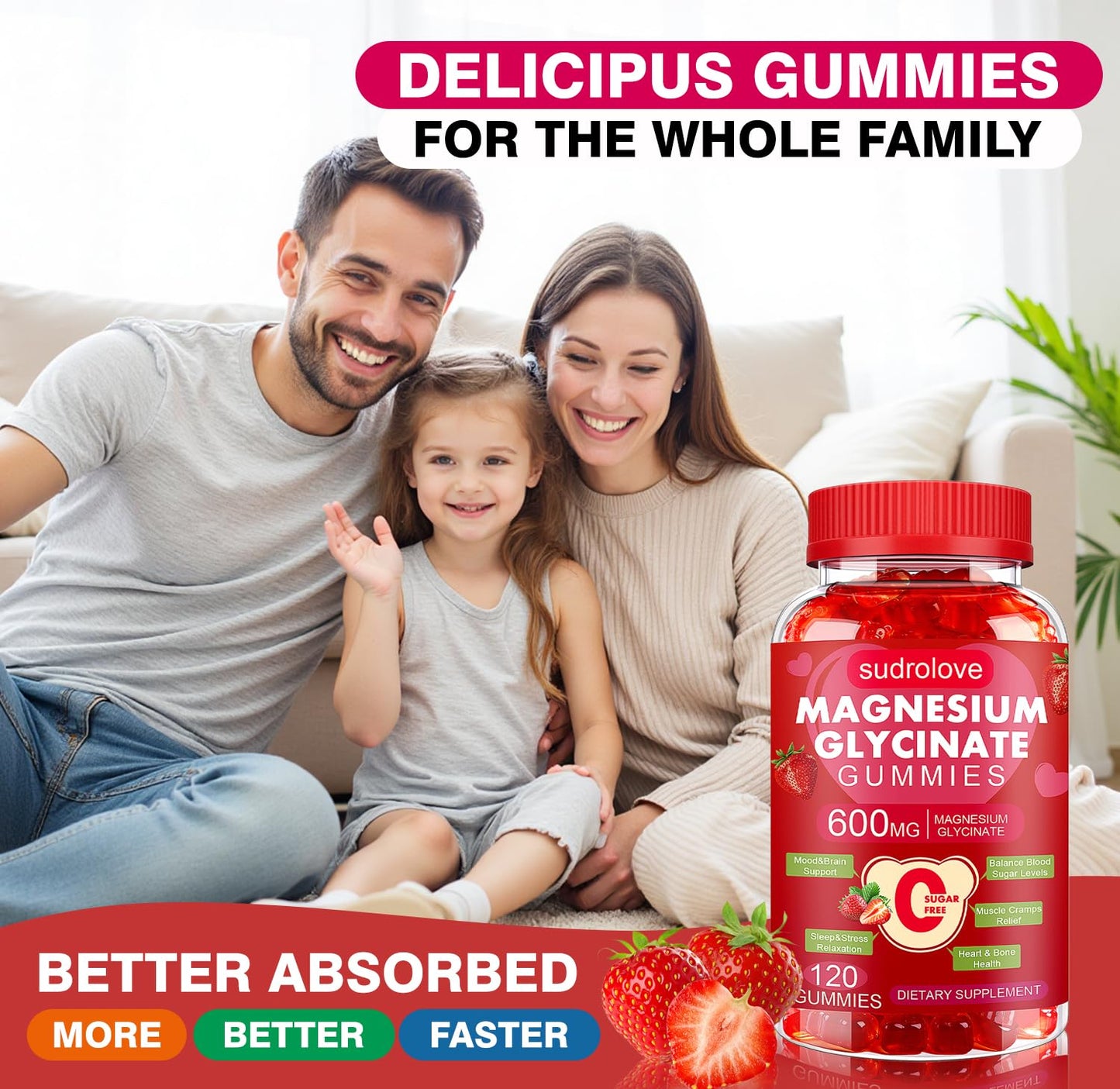 Sudrolove Magnesium Glycinate Gummies 600mg per Serving, 240 Count