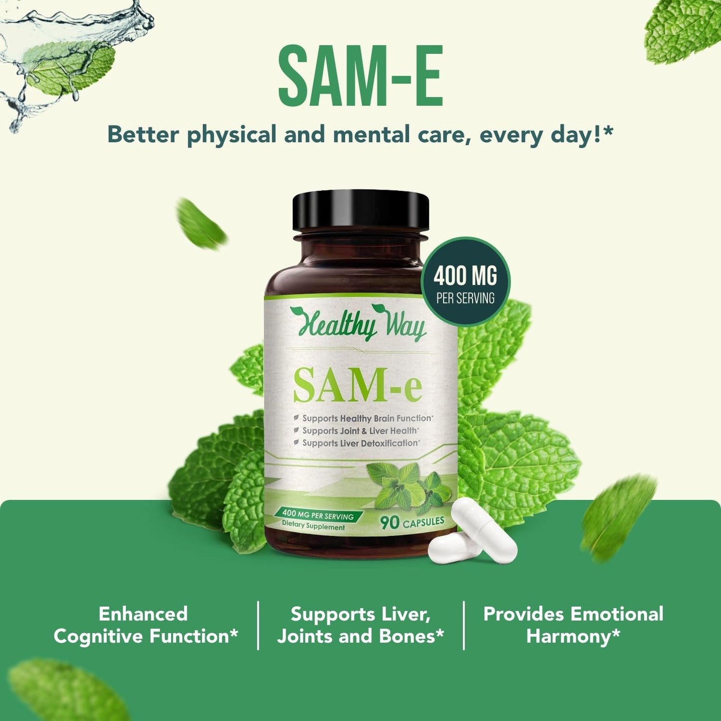HealthyWayRx SAM-e 400mg Capsules, 90 Count