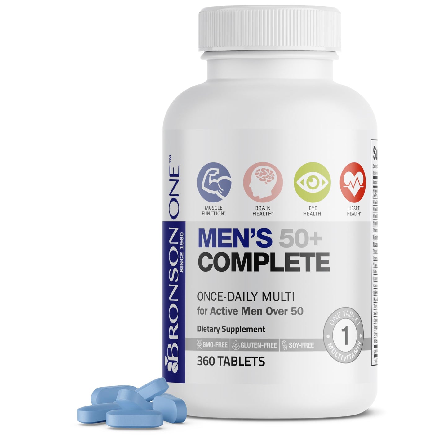 Bronson ONE Daily Men's 50+ Complete Multivitamin Multimineral Tablets, 360 Count