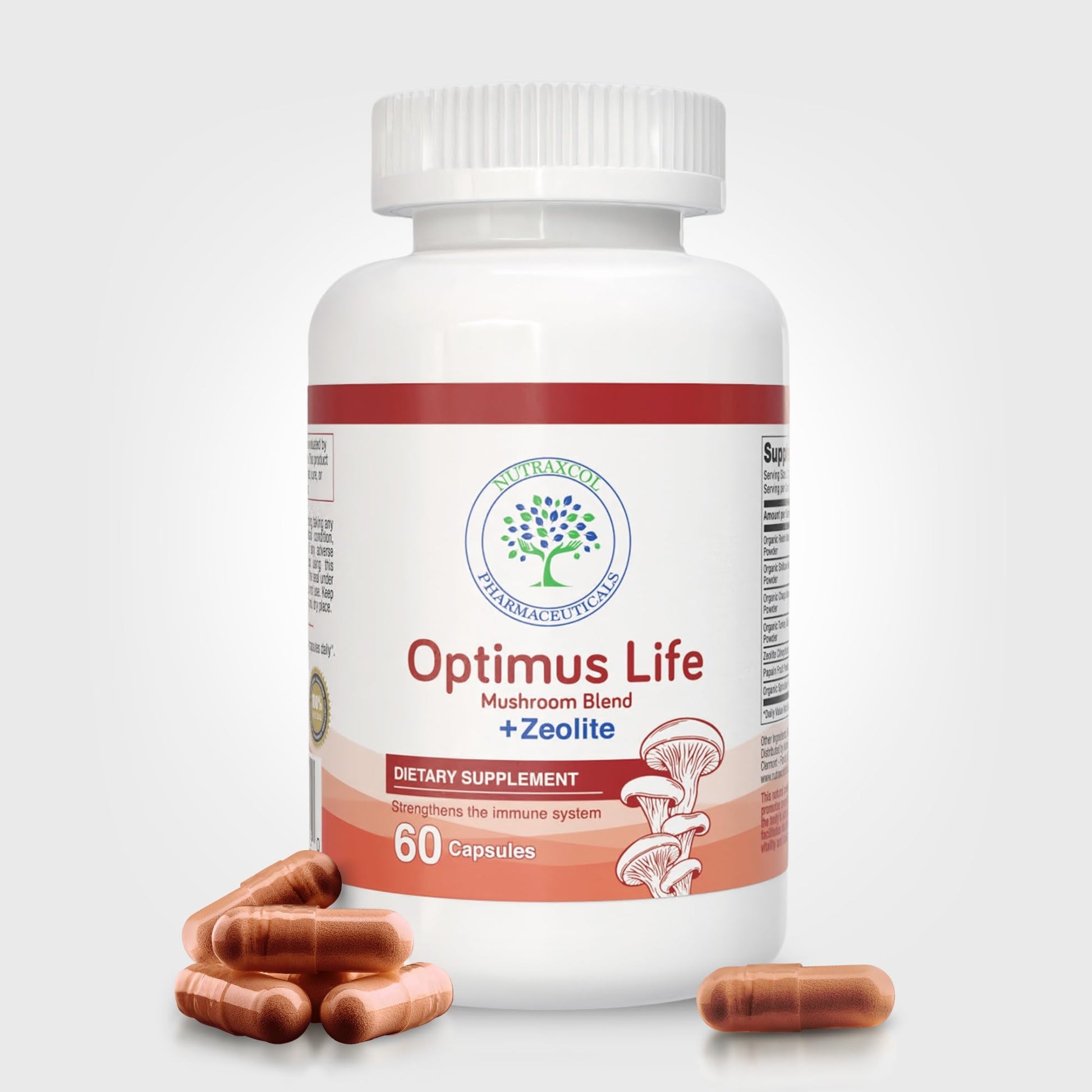 Nutraxcol Pharmaceuticals Optimus Life Zeolite Mushroom Supplement Capsule, 60 Capsules