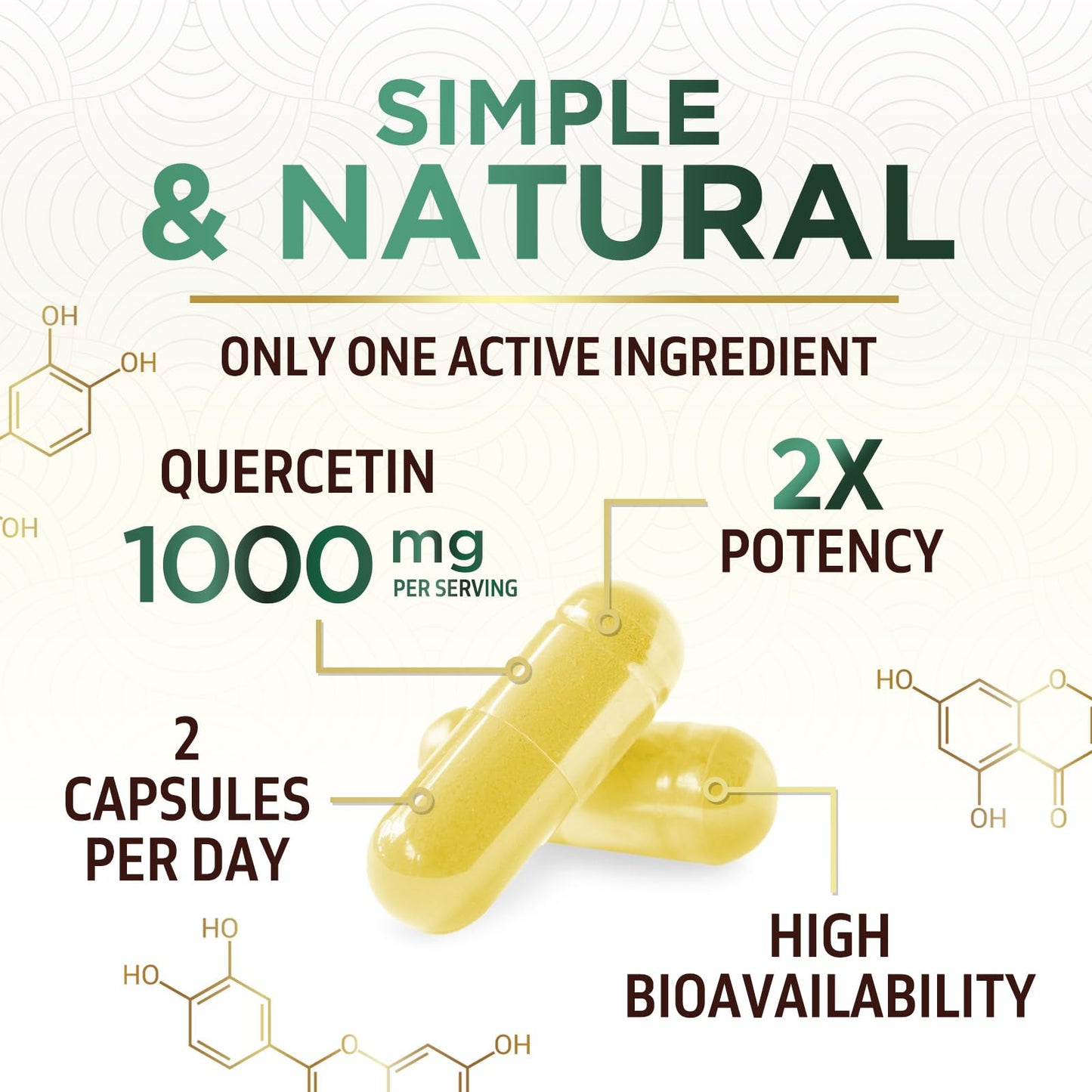 Nature's Nutrition Quercetin Dihydrate 1000mg Veggie Capsules, 120 Count