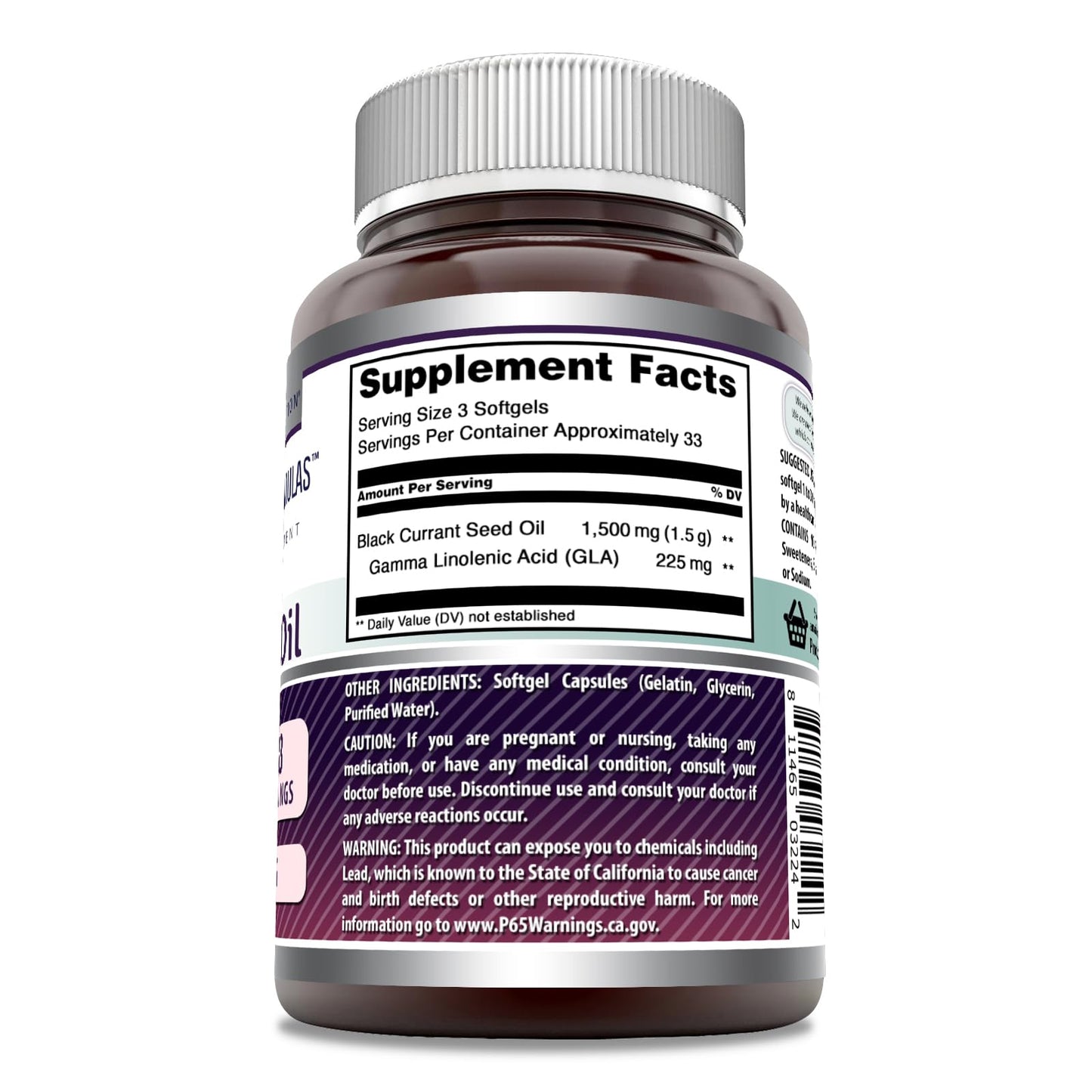 Amazing Nutrition Black Currant Oil 1500 Mg Per Serving with GLA Softgel 1