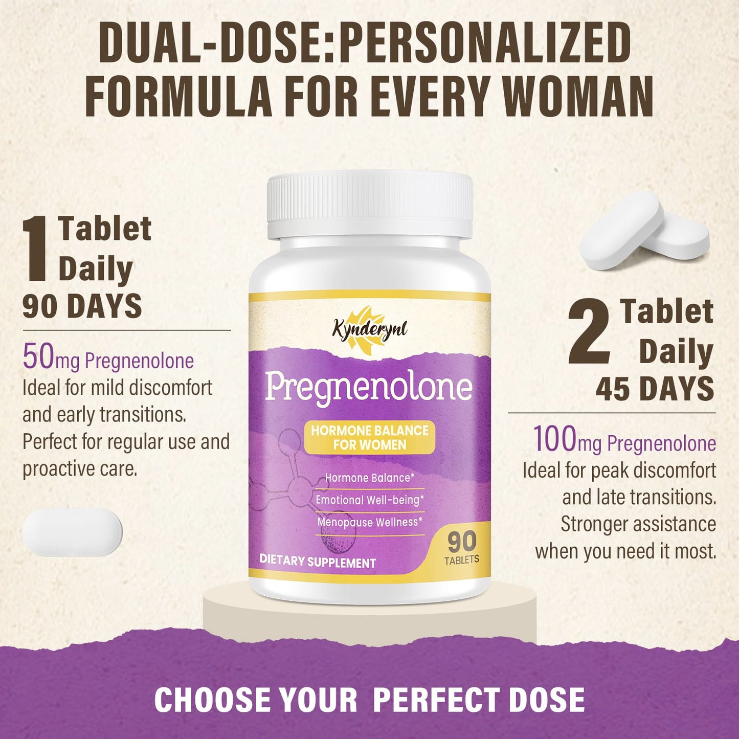 Kynderynl Pregnenolone with Ashwagandha for Women Tablets 90 Count