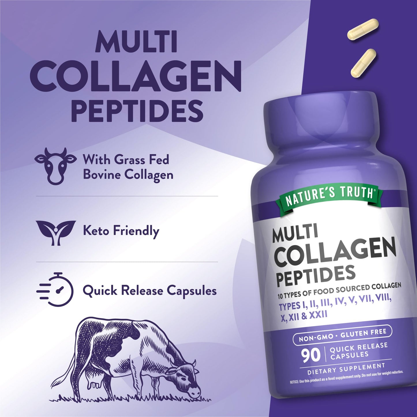 Nature's Truth Multi Collagen Peptides Capsules 90 Count