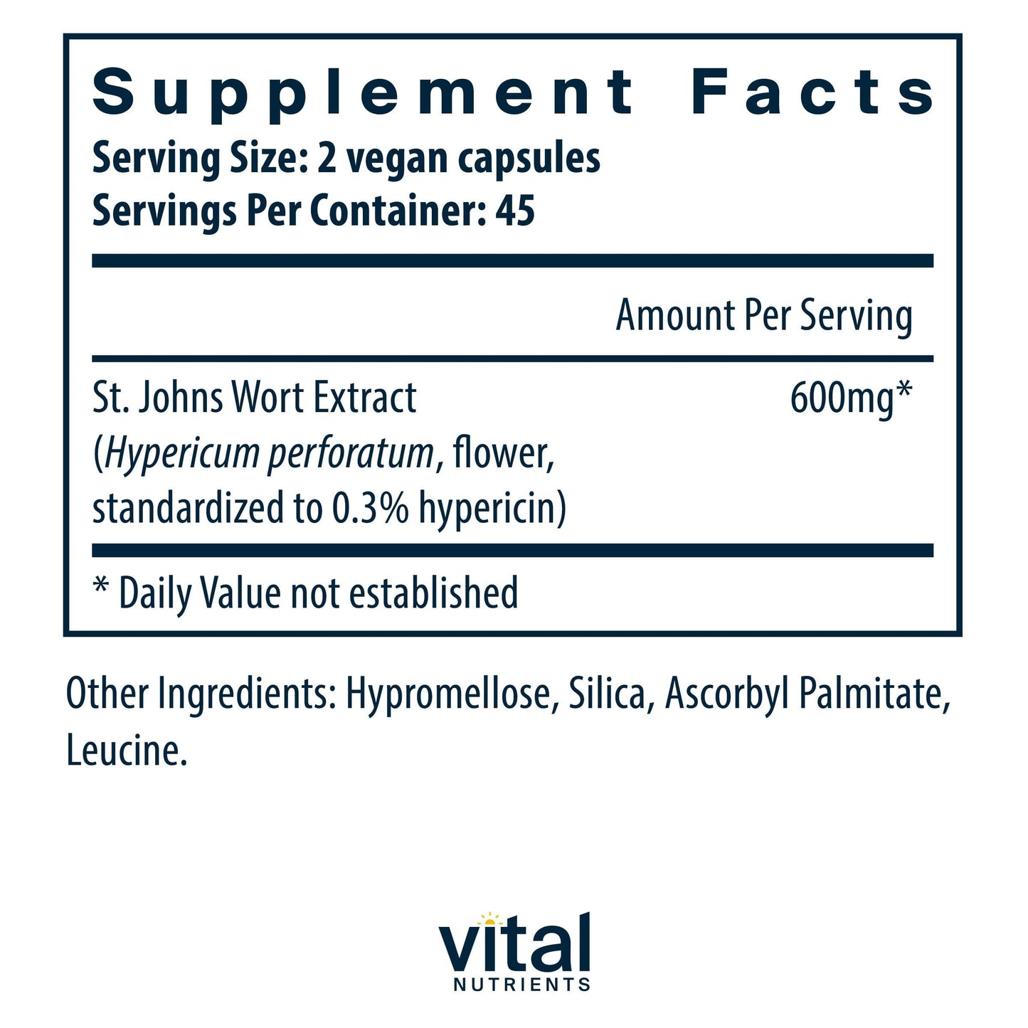 Vital Nutrients St John's Wort 600mg Capsule, 90 Capsules