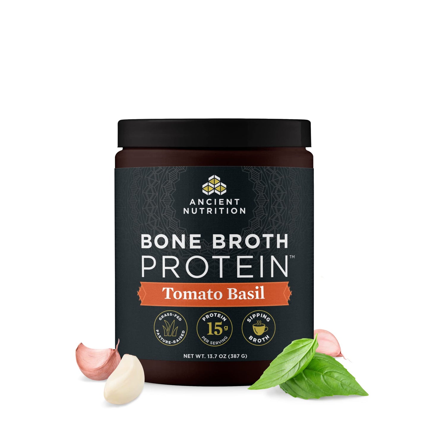 Ancient Nutrition Bone Broth Protein Powder, Tomato Basil, 15 Servings