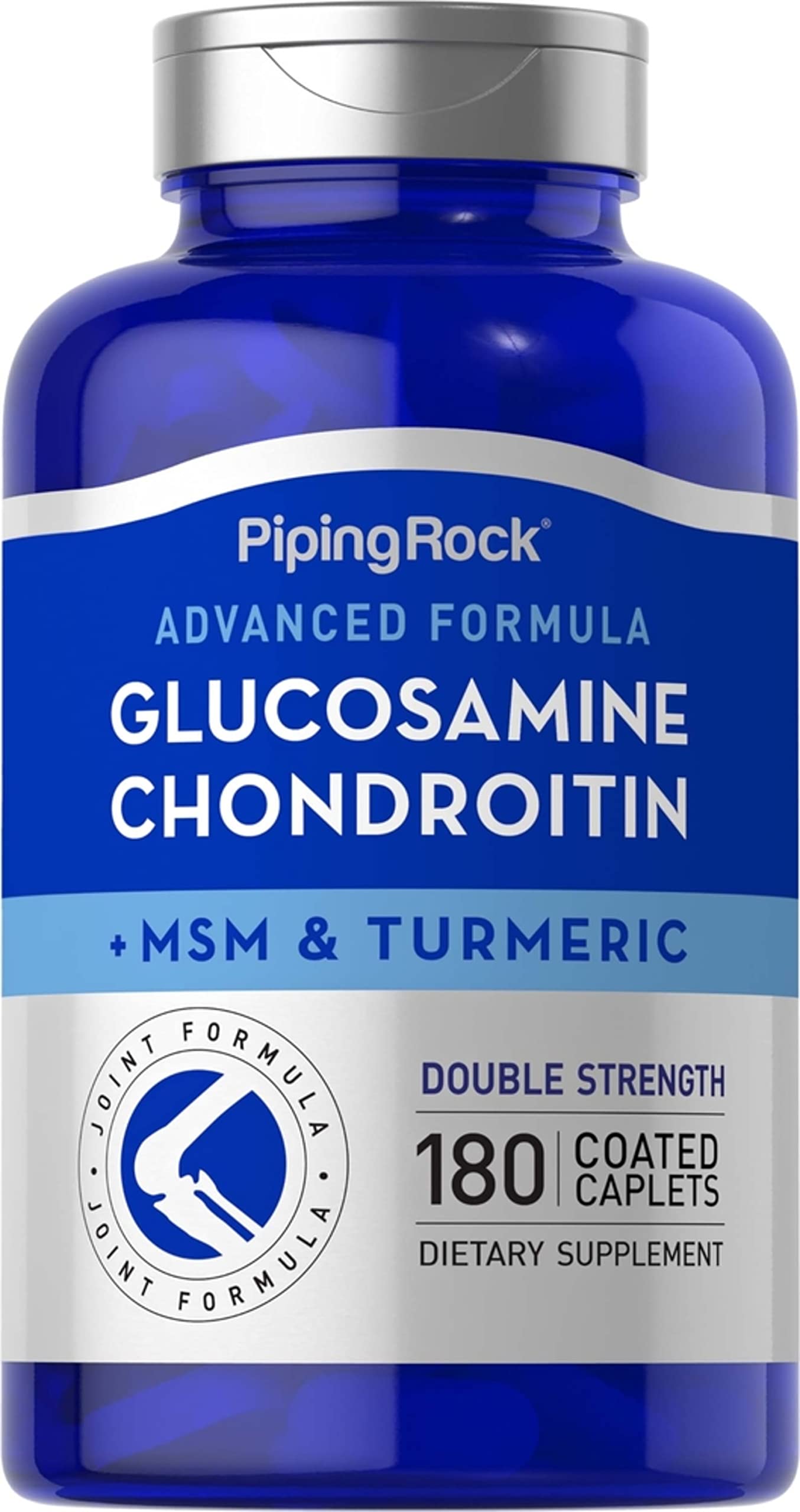 Piping Rock Glucosamine Chondroitin MSM Plus Turmeric Caplets, 180 Count