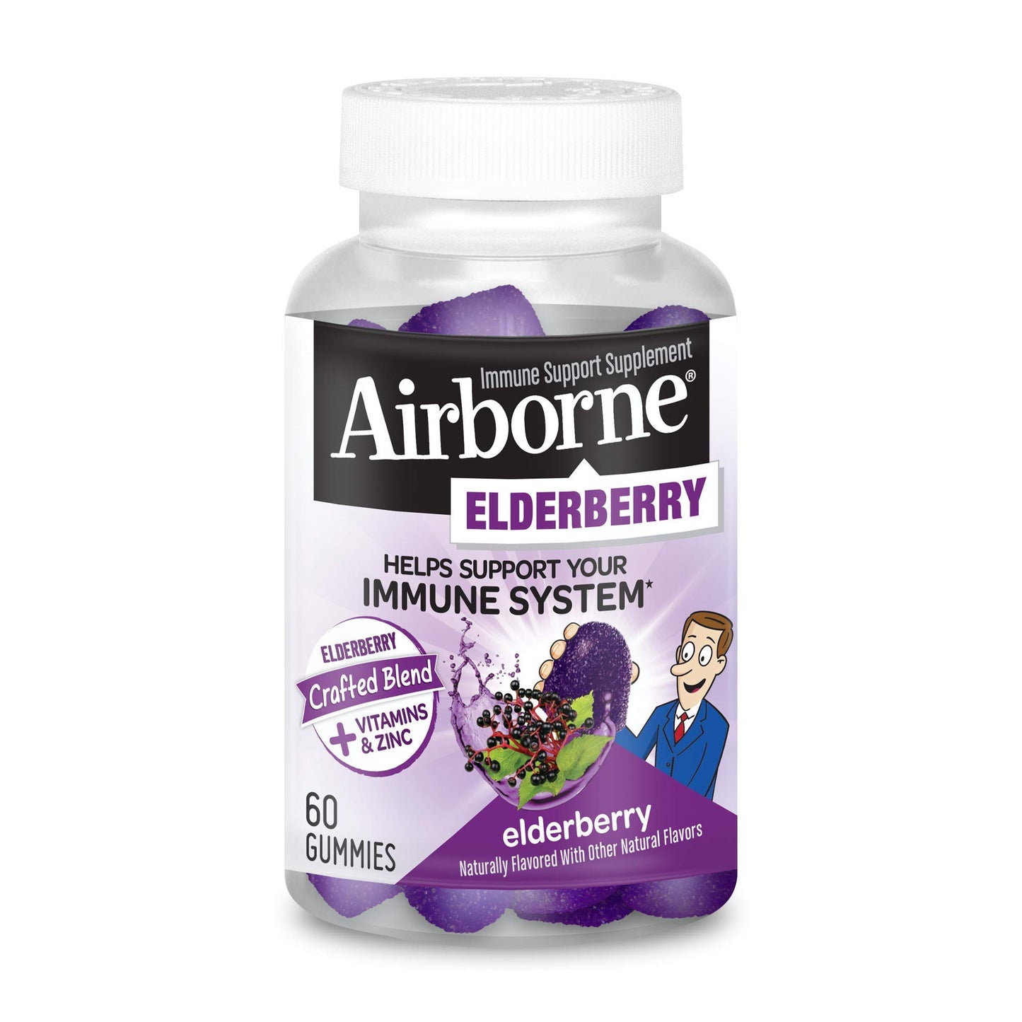 Airborne Elderberry + Zinc & Vitamin C Gummies for Adults, 60 Gummies