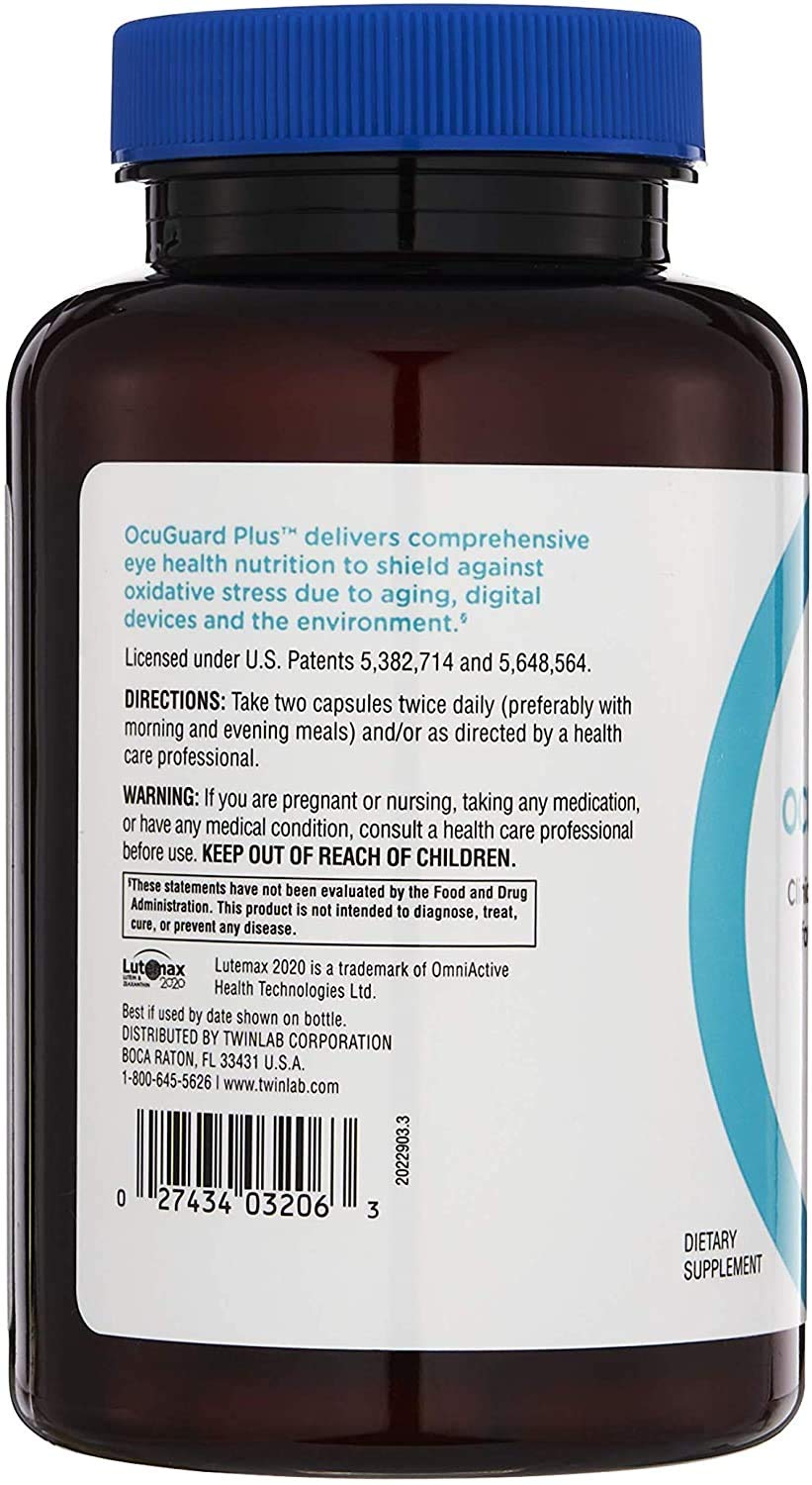 Twinlab Ocuguard Plus Eye Supplement with Zinc, Vitamin A, C & D, 60 Capsules