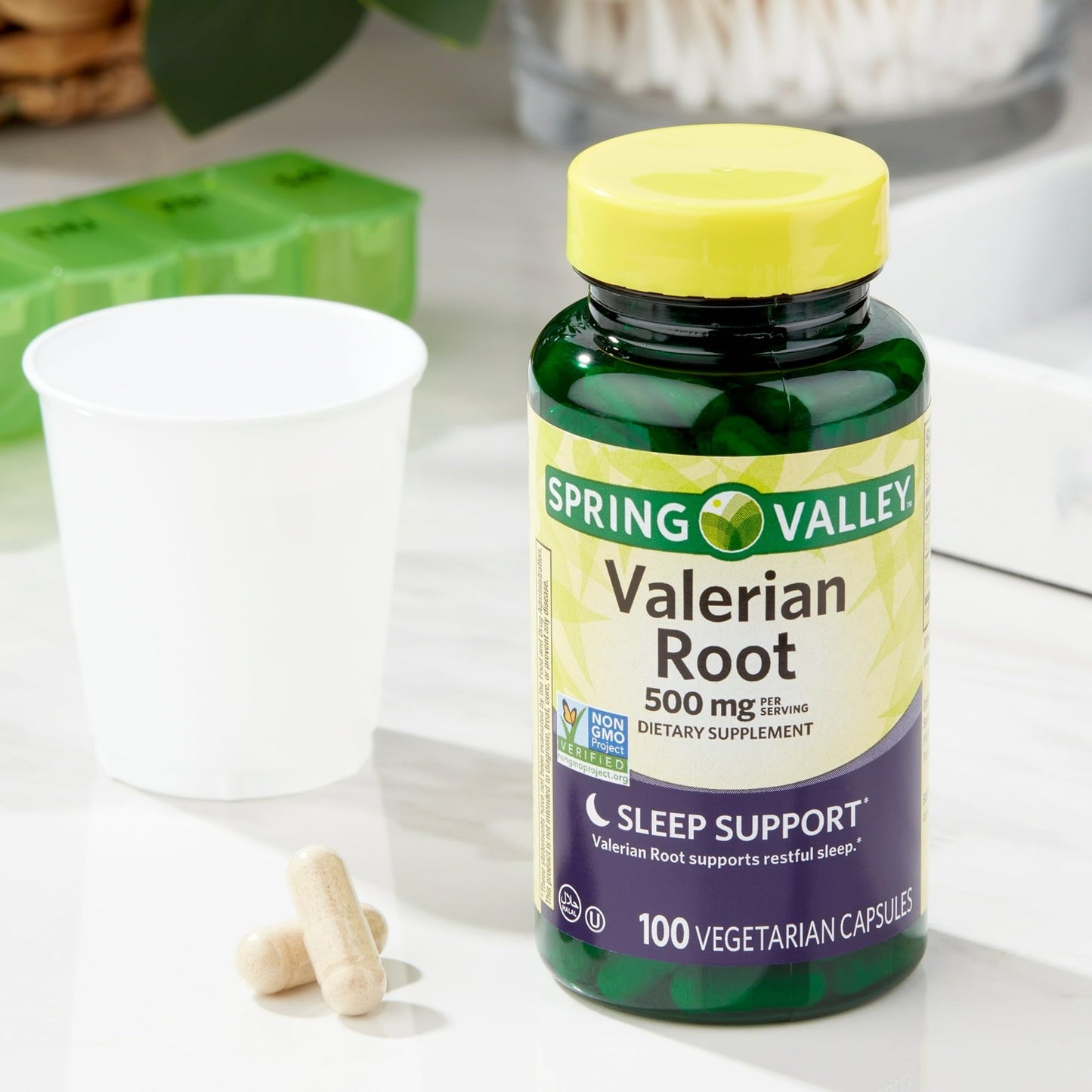 BASKETGOODS Valerian Root 500 mg Vegetarian Capsules, 100 Count