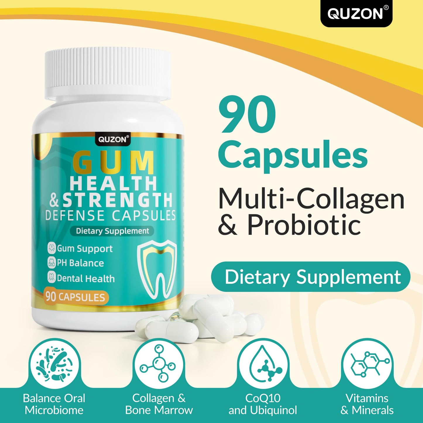QUZON Gum Restore Oral Support Supplement 90 Capsules