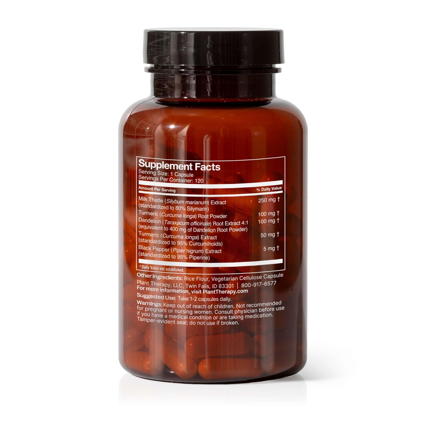 Plant Therapy Liver Tonic Herbal Supplement Capsules, 120 Capsules