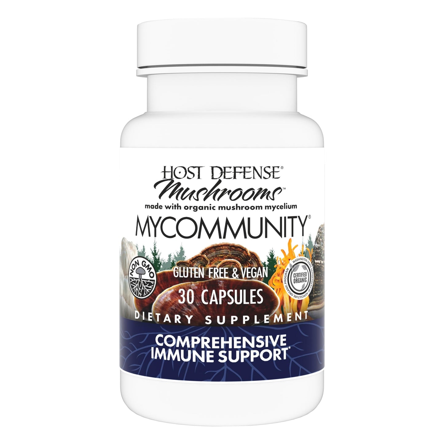 Host Defense MyCommunity 17 Species Blend Mushroom Supplement 30 Capsules