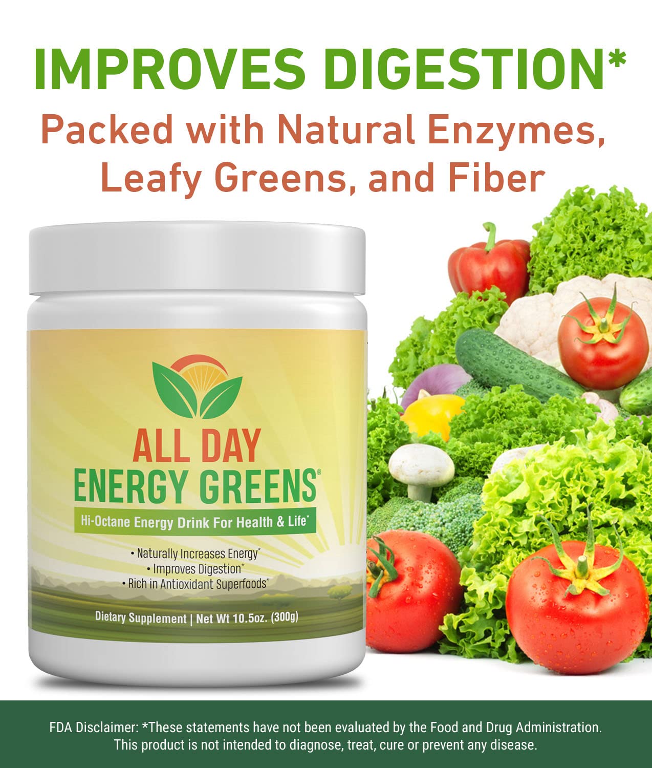 IVL All Day Energy Greens Powder 10.5 oz