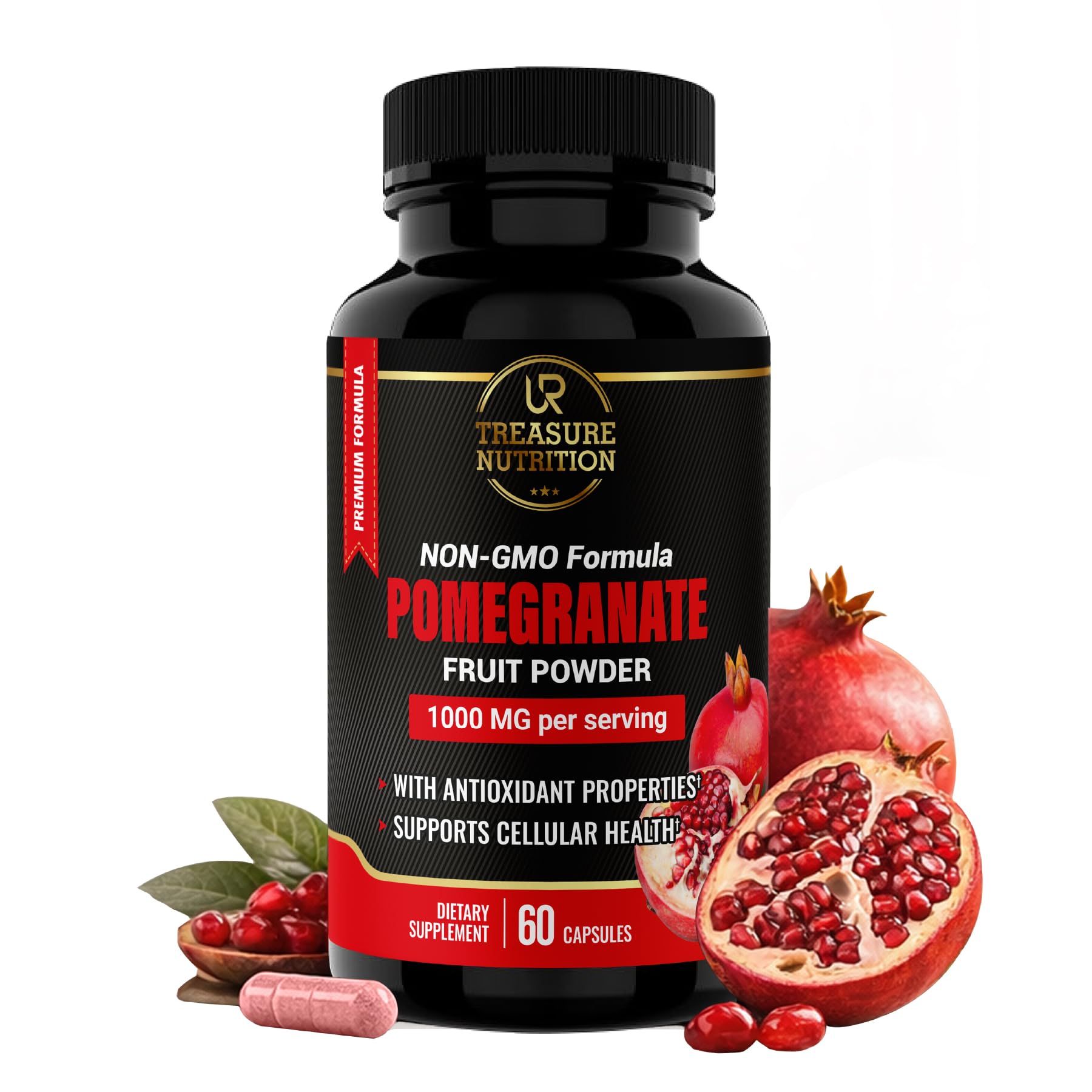 UR Treasure Nutrition Pomegranate 500mg Whole Fruit Powder, 120 Capsules