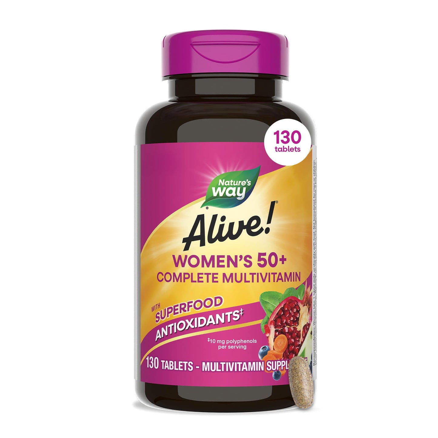 Nature's Way Alive! Women’s 50 Plus Complete Multivitamin Tablets, 130 Count
