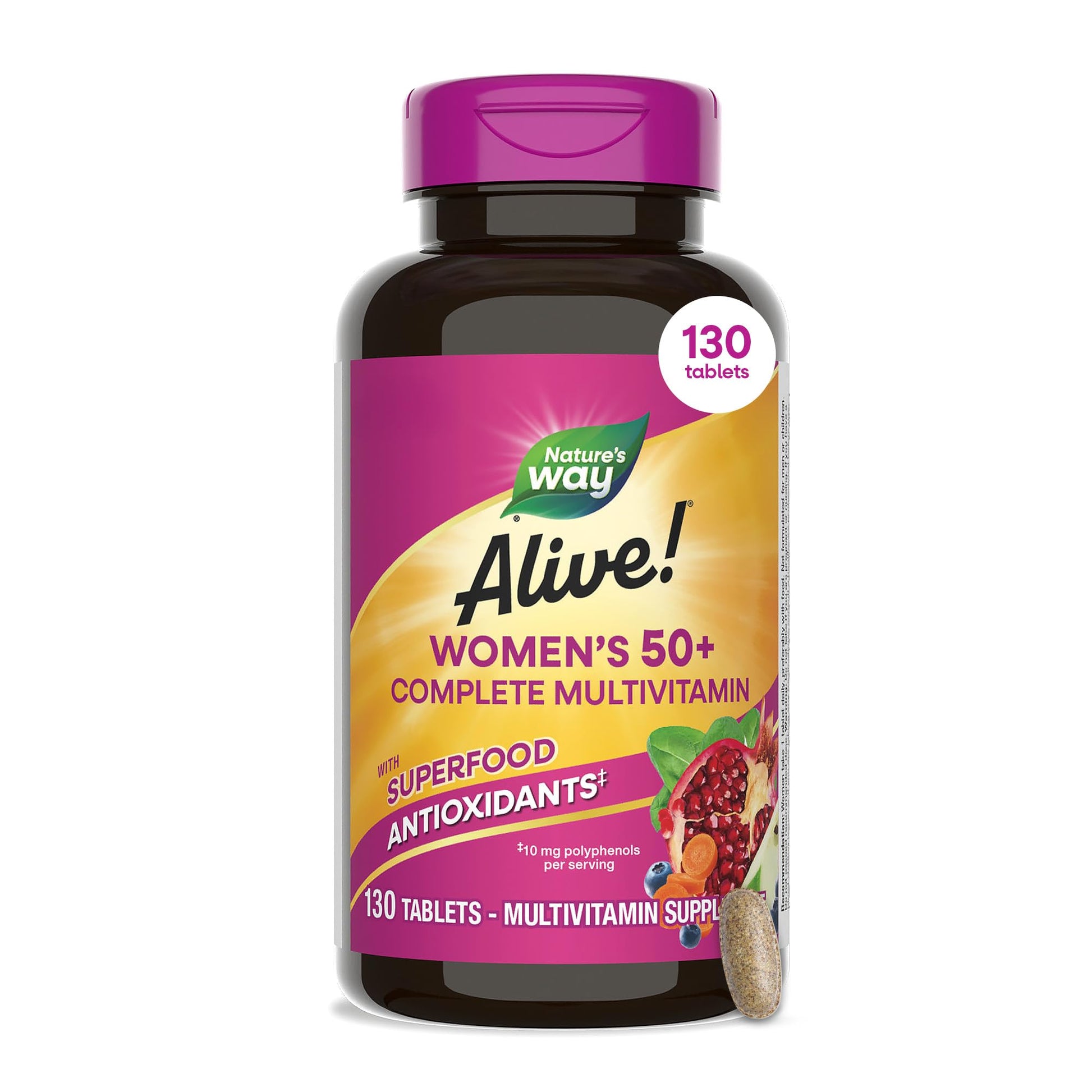 Nature's Way Alive! Women’s 50 Plus Complete Multivitamin Tablets, 130 Count