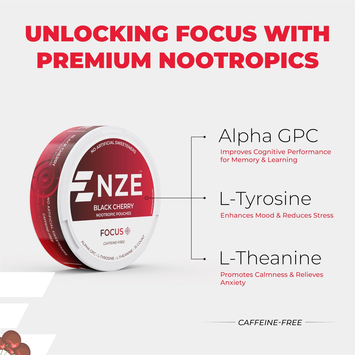 NZE Caffeine Free Nootropic Pouches (Black Cherry) Caplet 5
