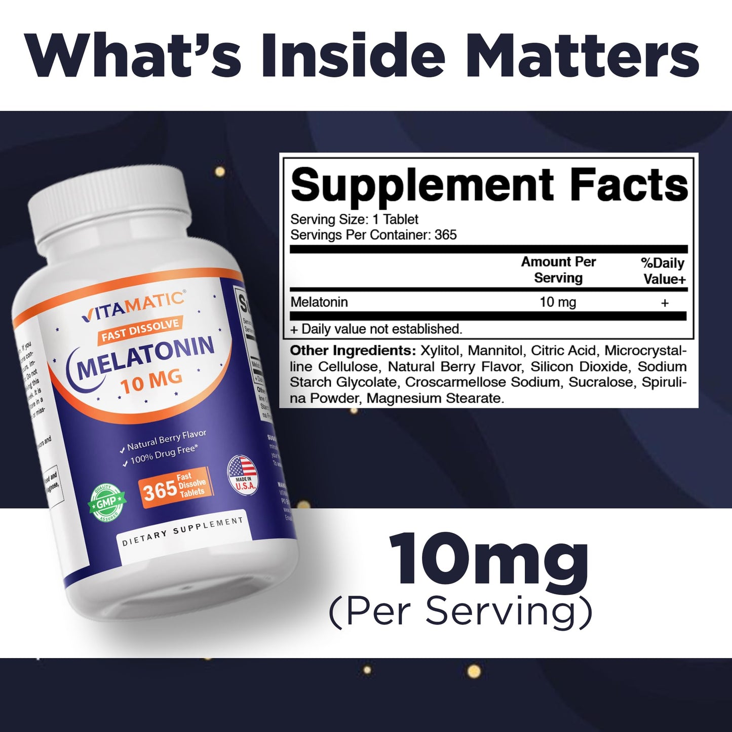 Vitamatic Melatonin 10 mg Tablets 730 Count