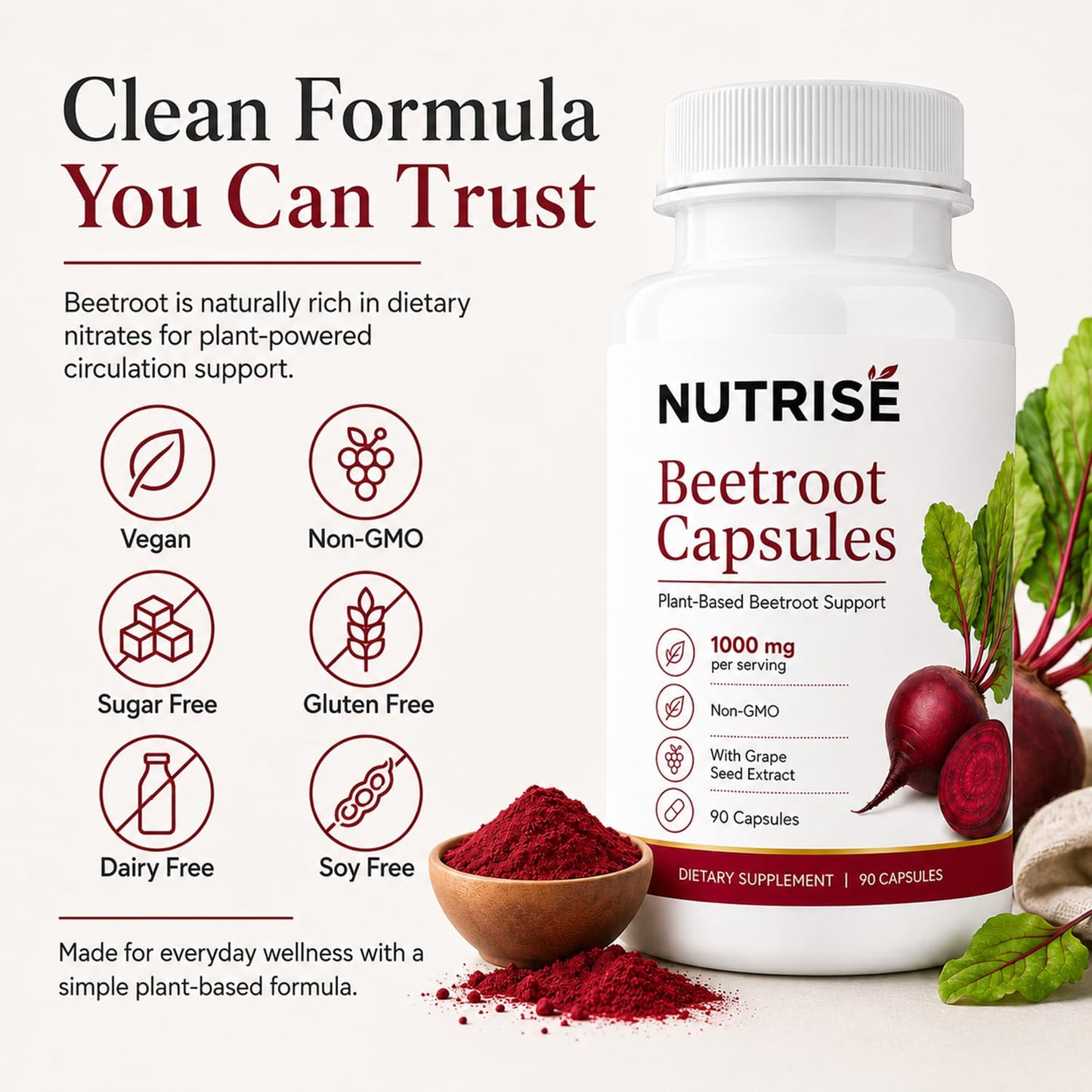 Onswildc Nutrise Beetroot Capsules 90 Capsules