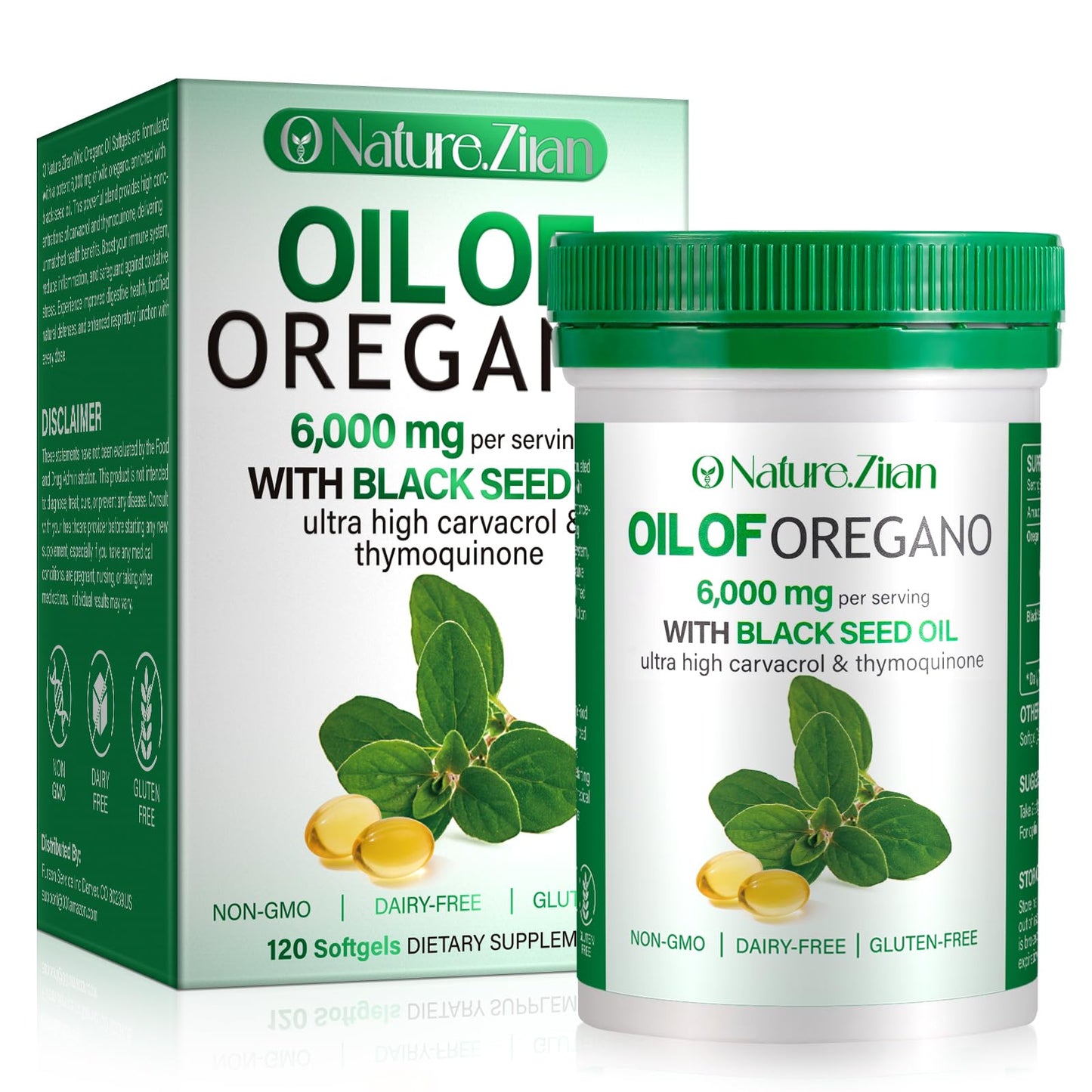 O NATURE . ZIRAN Oil of Oregano with Black Seed 2 in 1 Capsule 120 Count