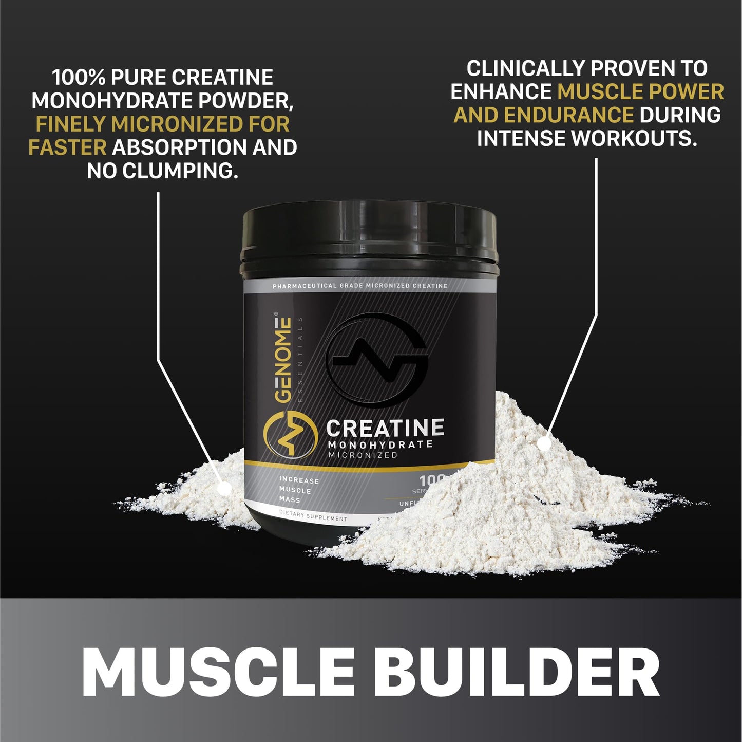 GENOME ESSENTIALS Creatine Monohydrate Powder 17.6