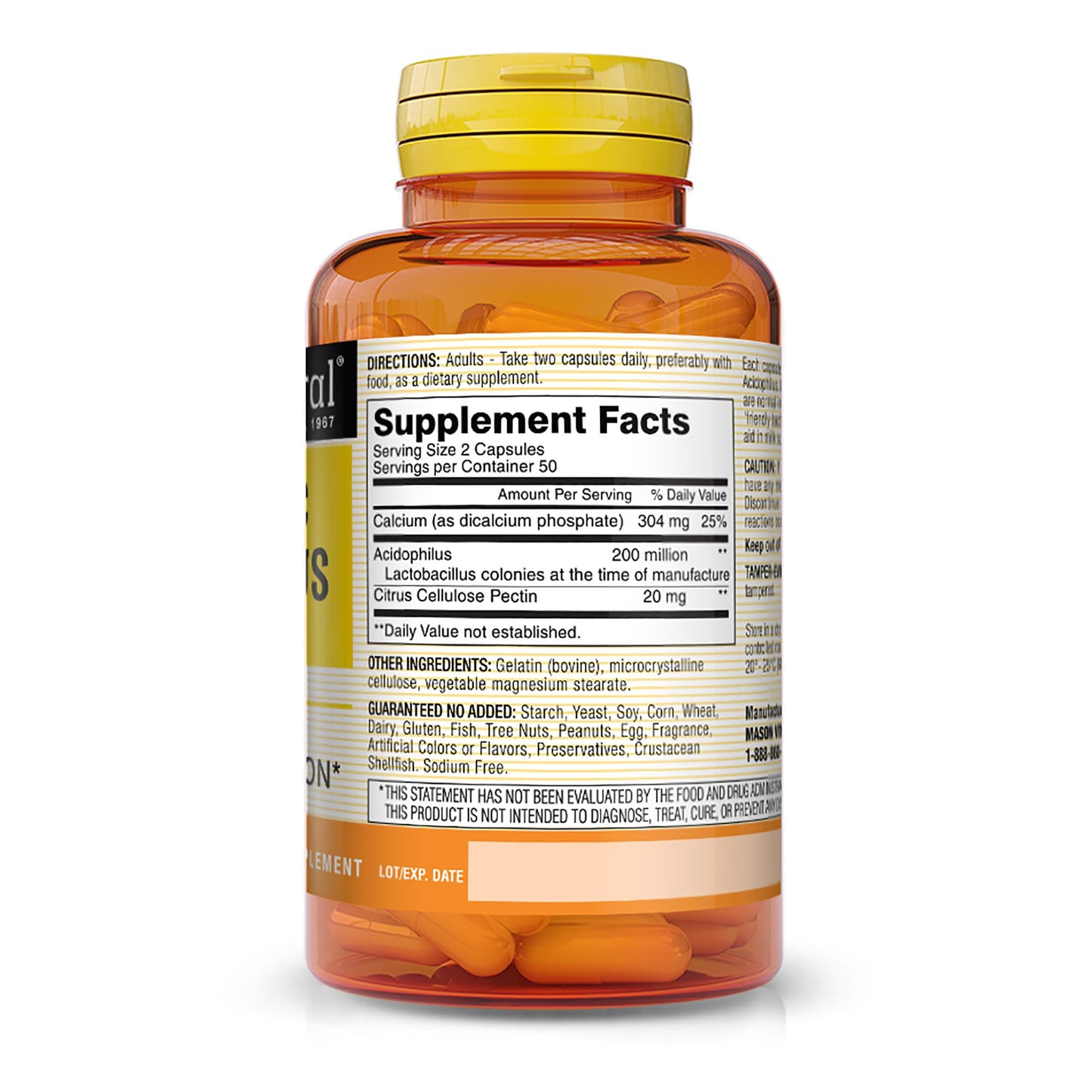 Mason Natural Acidophilus with Pectin Capsules, Digestive Aid, 100 Capsules