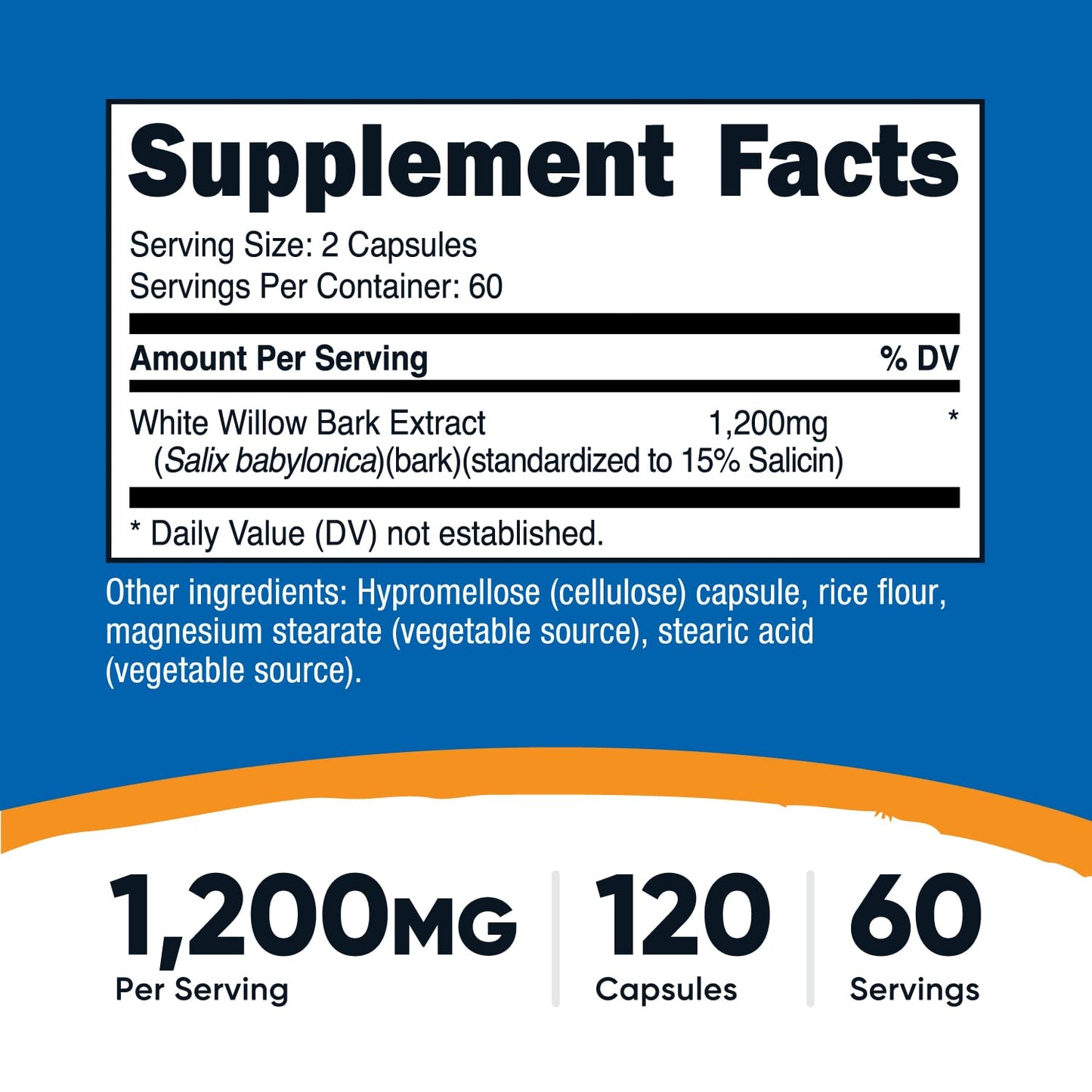 Nutricost White Willow Bark Capsules 120 Capsules