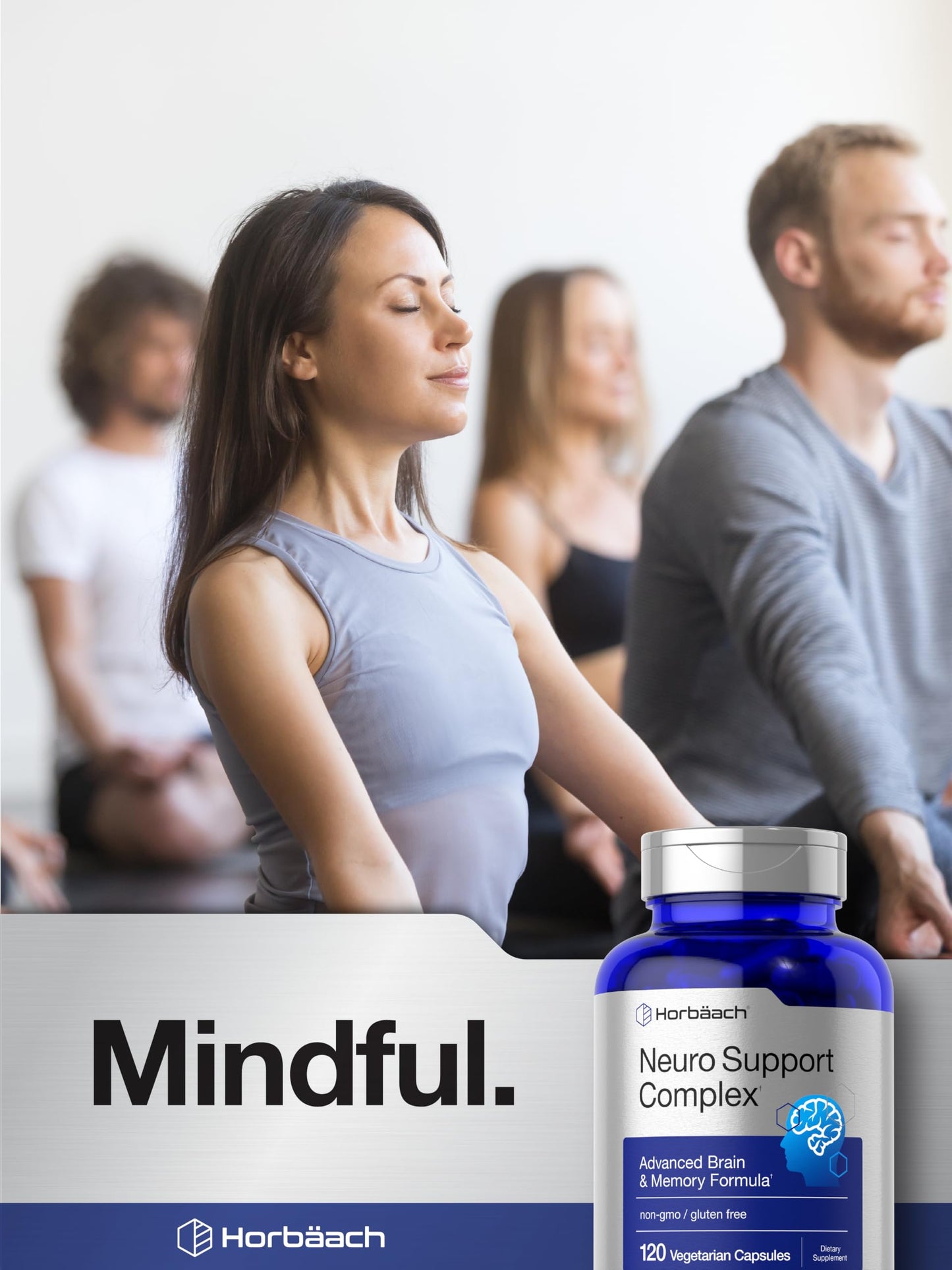 Horbäach Brain Supplement Capsules, 120 Count, with Phosphatidylserine & DMAE, Advanced Formula for Memory, Focus, Clarity, Vegetarian & Gluten Free, Neuro Support