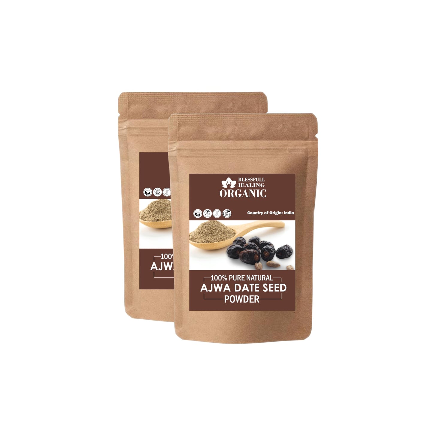 Blessfull Healing Organic Ajwa Date Seed Powder, 200 g (Pack of 2)