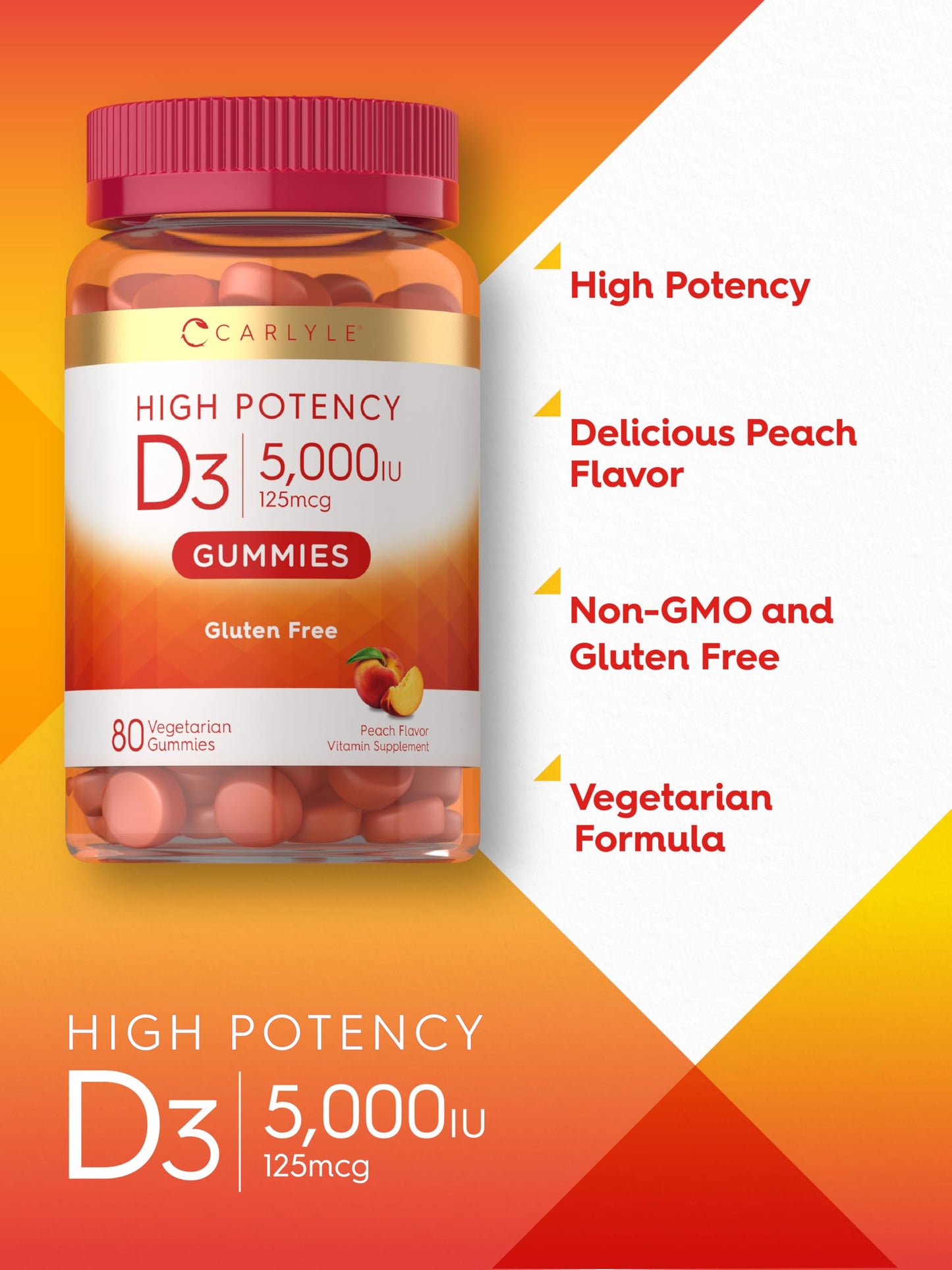 Carlyle Vitamin D3 Gummies 80 Count