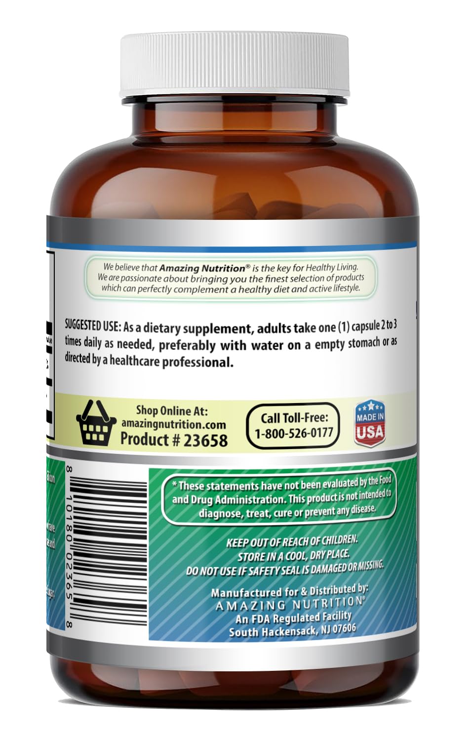 Amazing Nutrition GABA with Vitamin B6 Supplement Capsules, 200 Capsules