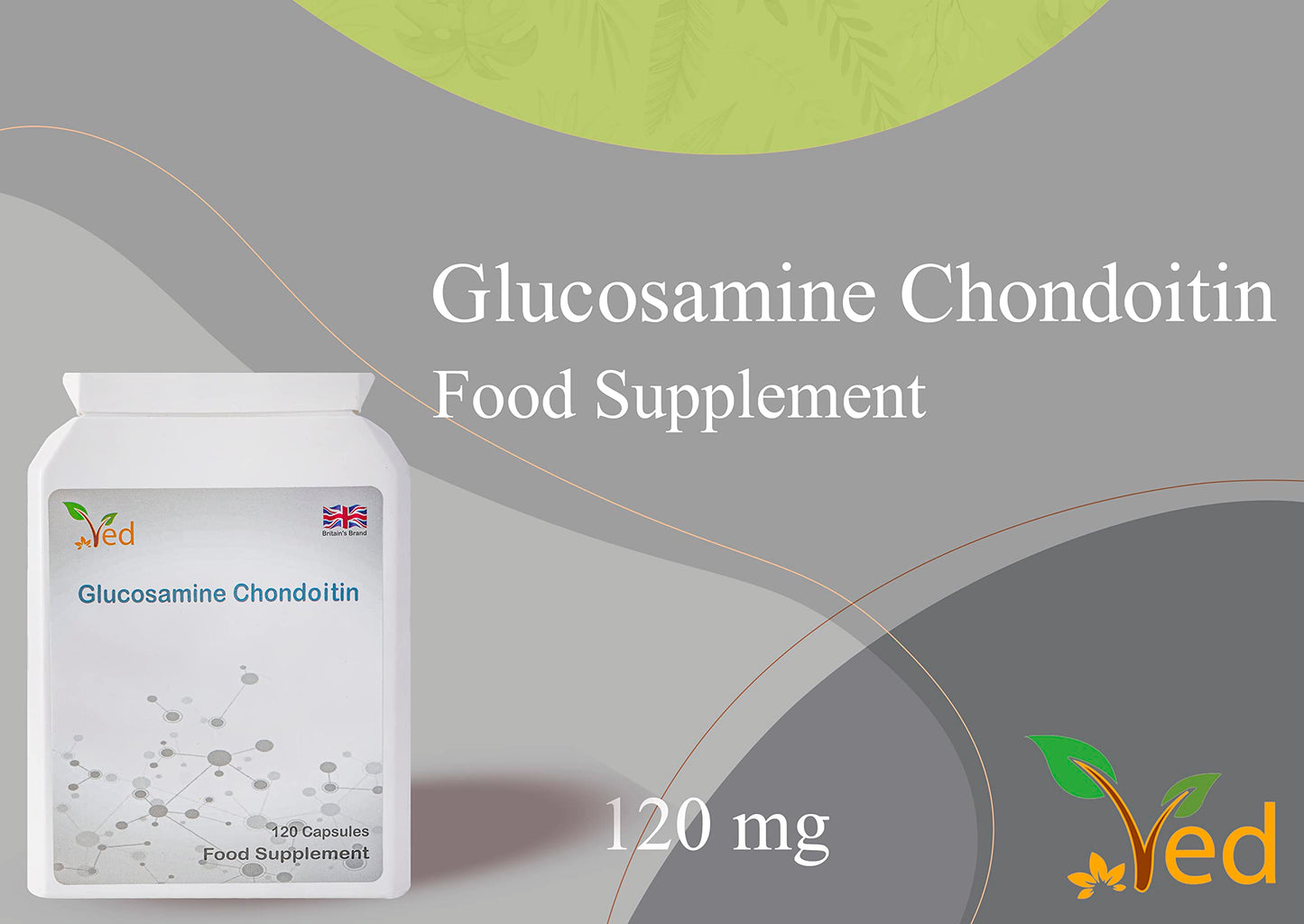 Ved Glucosamine Chondroitin Turmeric Vitamin C Joint Support Supplement, 120 Capsules