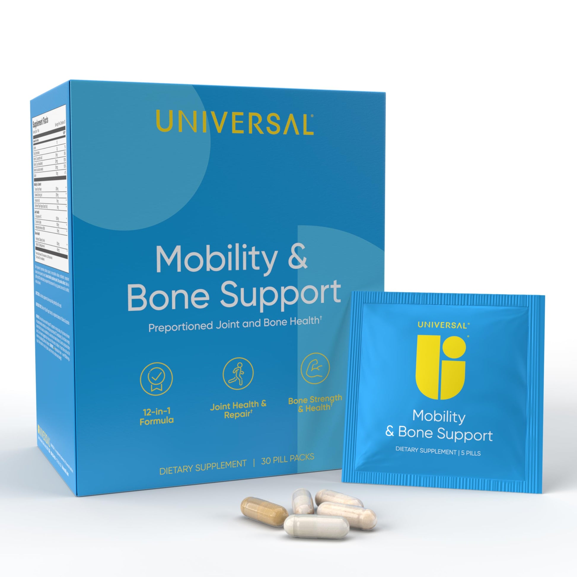 Universal U Mobility & Bone Support Daily Multivitamin 12-in-1 Capsules, 30 Count