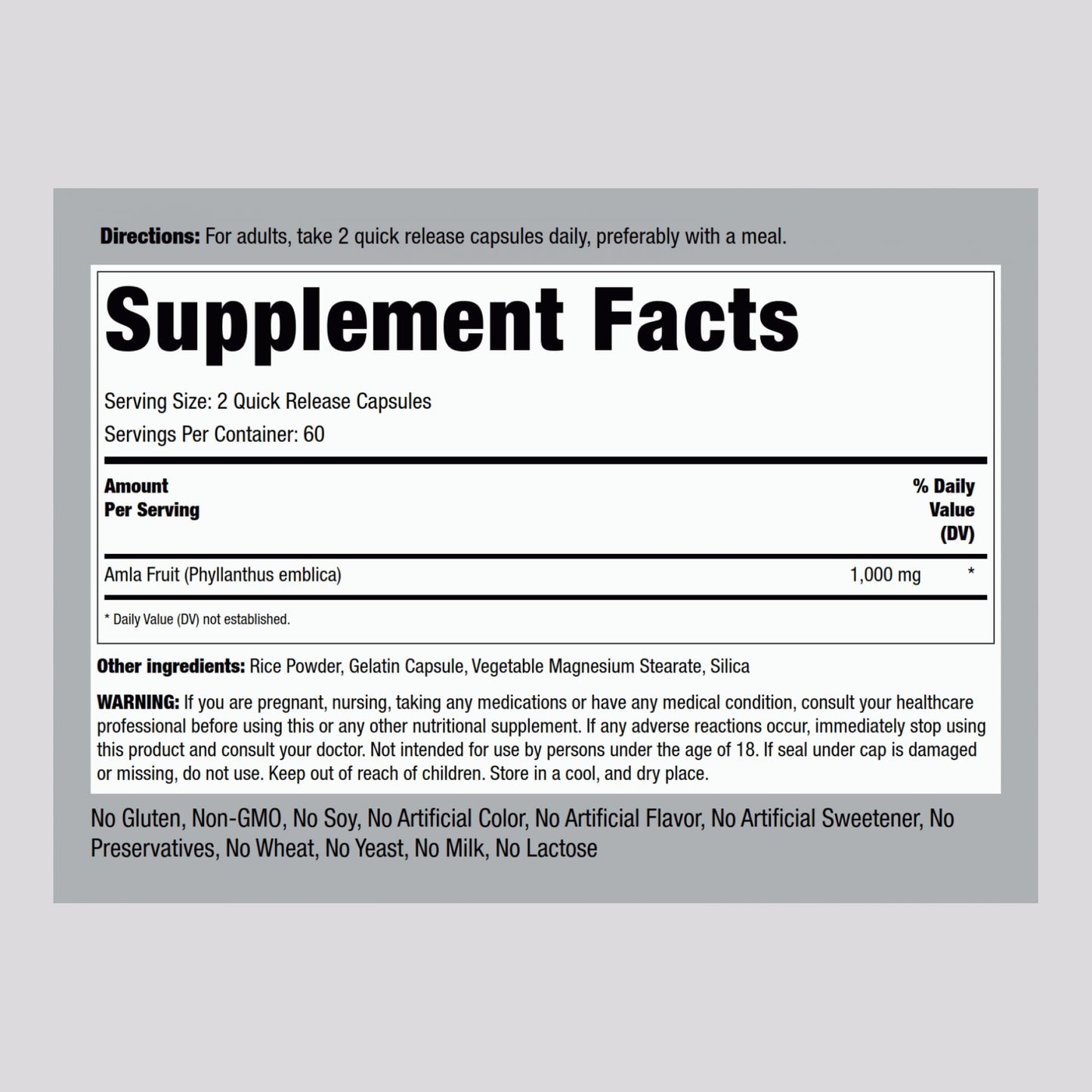 Piping Rock Amla 1000mg Capsules 120 Count