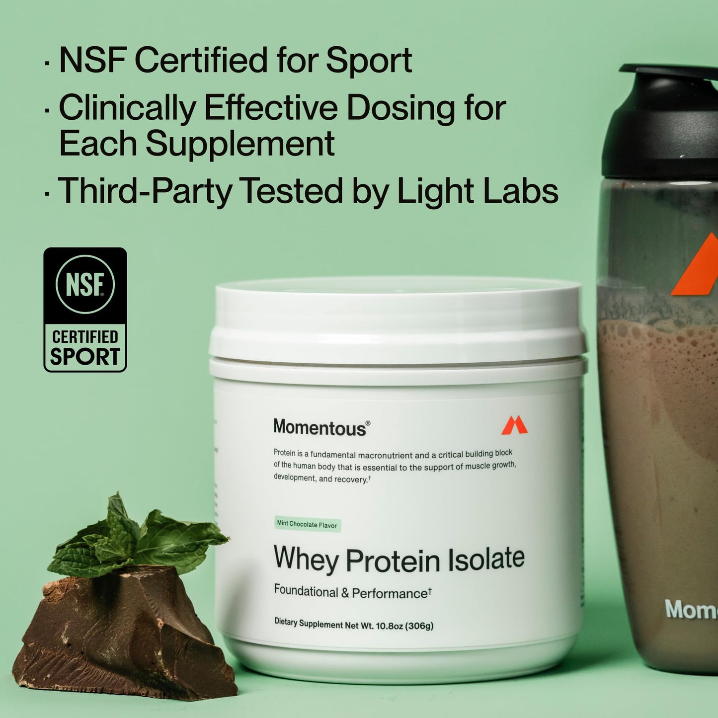 Momentous Essential Grass-Fed Whey Protein Powder, 12 Servings