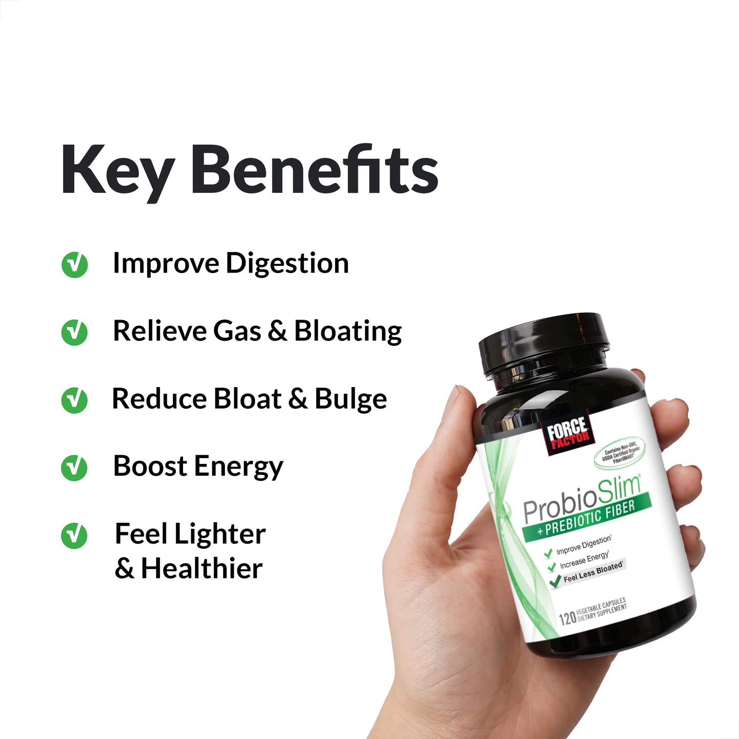 Force Factor ProbioSlim + Prebiotic Fiber Weight-Loss Supplement Capsules 240