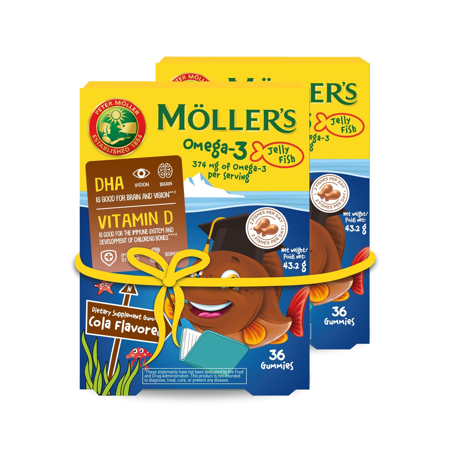 MÖLLER'S Omega-3 Gummies for Kids with DHA & EPA, Cola Flavor, 72 Gummies