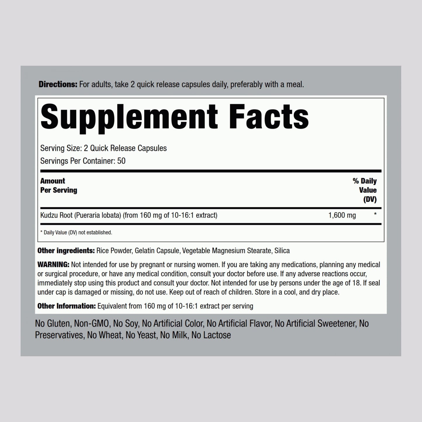Piping Rock Kudzu Root Capsules 100 Count
