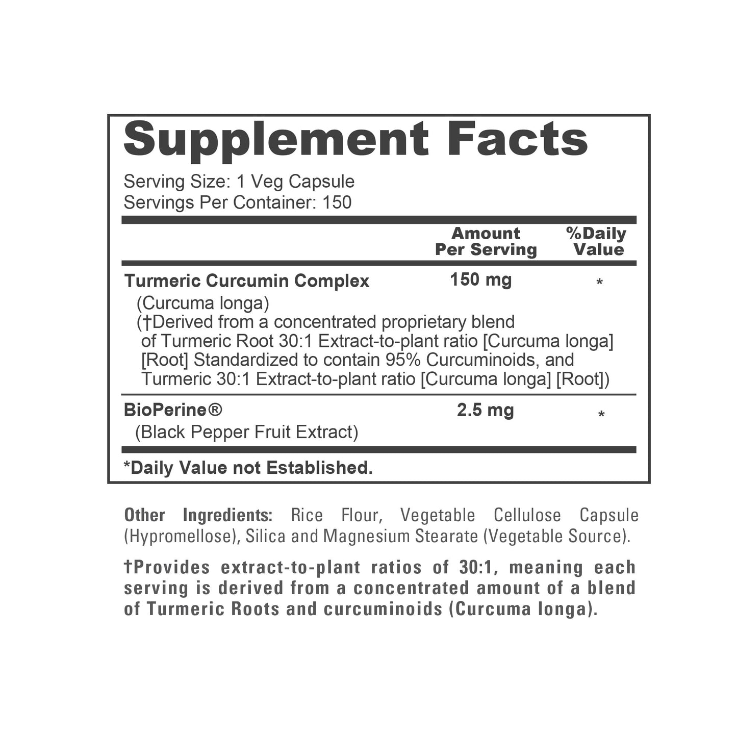 NusaPure Turmeric Curcumin Complex 150 mg Veg Capsules with Bioperine, 150 Count